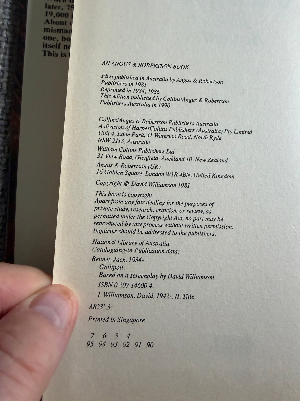 1990 Gallipoli - Jack Bennett (Angus & Robertson)