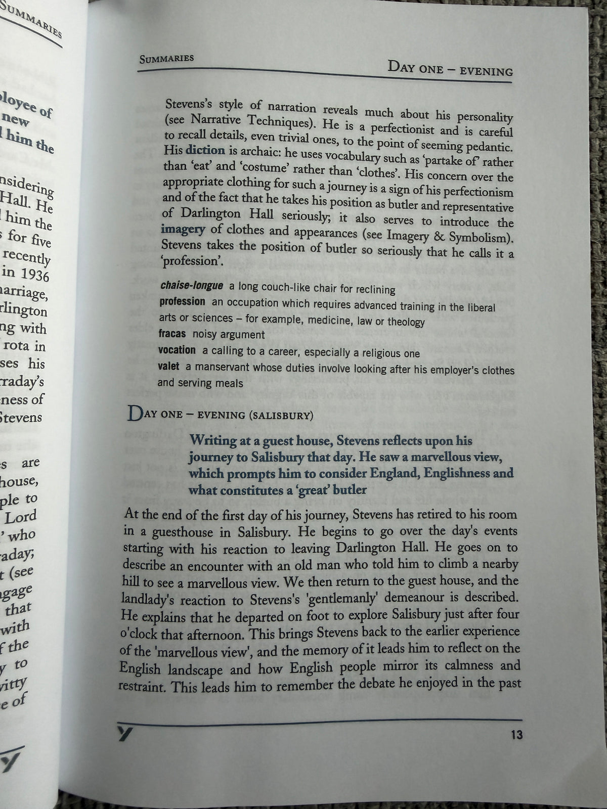 2000 The Remains of The Day - Kazuo Ishiguro (York Study Notes by Sarah Peters) Longmans/ York Press