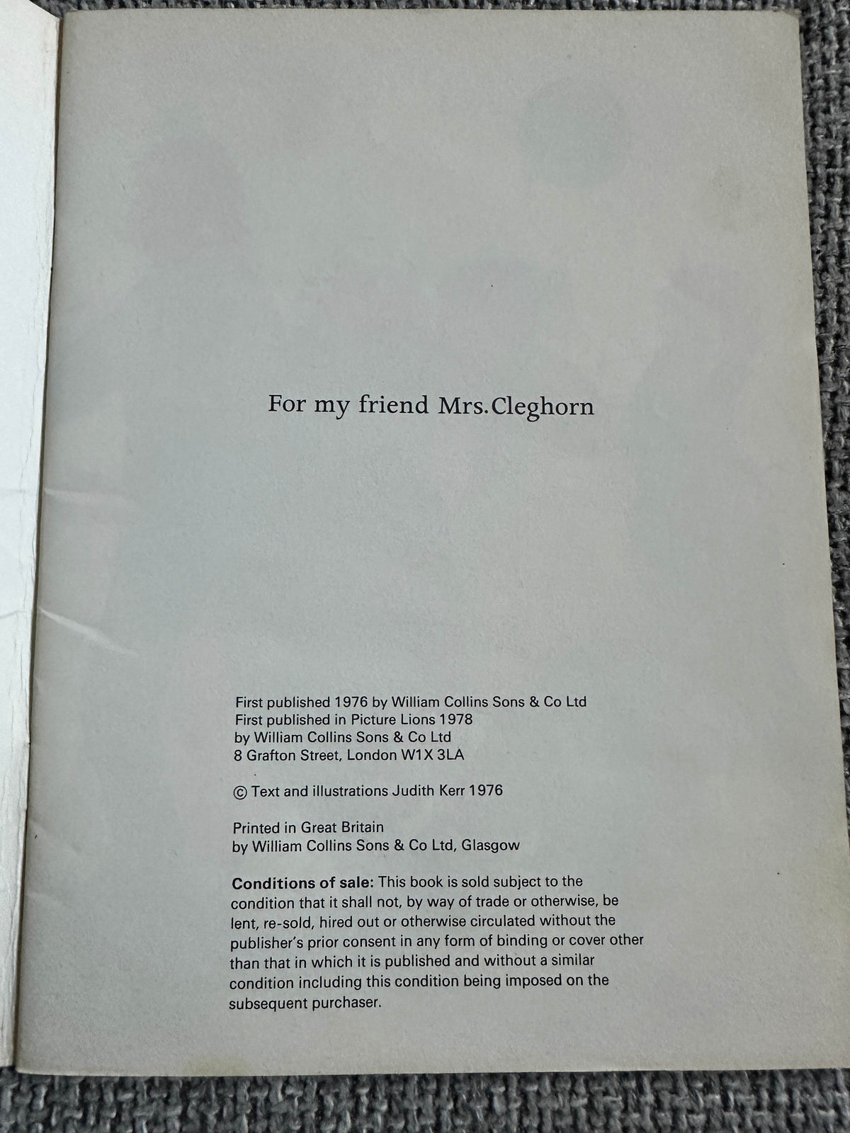 1978 Mog’s Christmas - Judith Kerr(Picture Lions) - Honeyburn Books (UK)