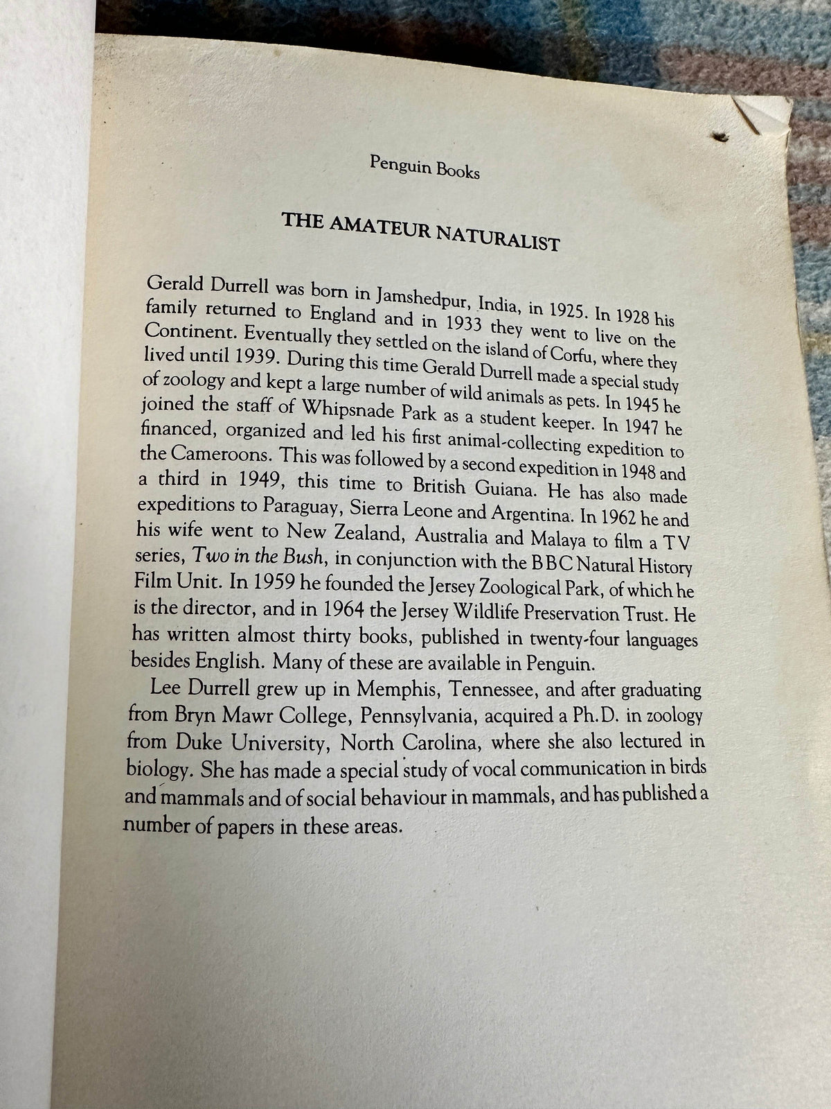 1985 The Amateur Naturlist - Gerald Durrell with Lee Durrell(Penguin) - Honeyburn Books (UK)