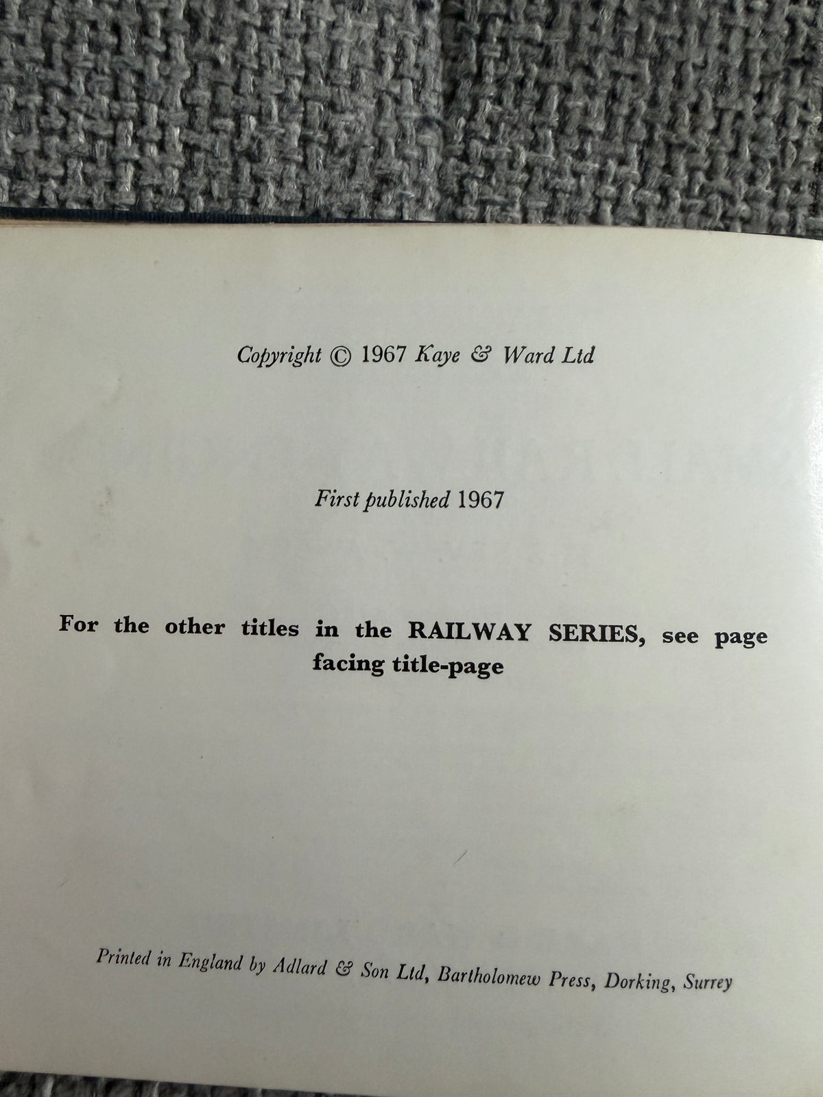 1967*1st* Small Railway Engines(No22) Rev. W. Awdry (Peter & Gunvor Edwards illust) Kaye & Ward Ltd