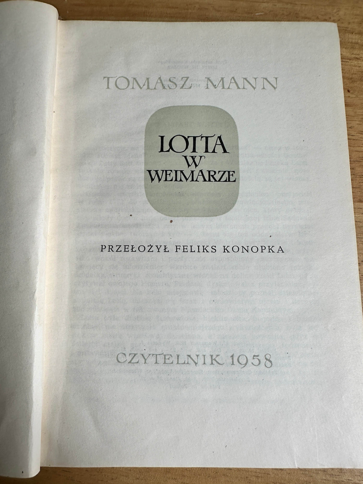 1958*1st* Lotta w Weimarze(Lotte In Weimar)- Tomasz Mann(Czytelnik) - Honeyburn Books (UK)