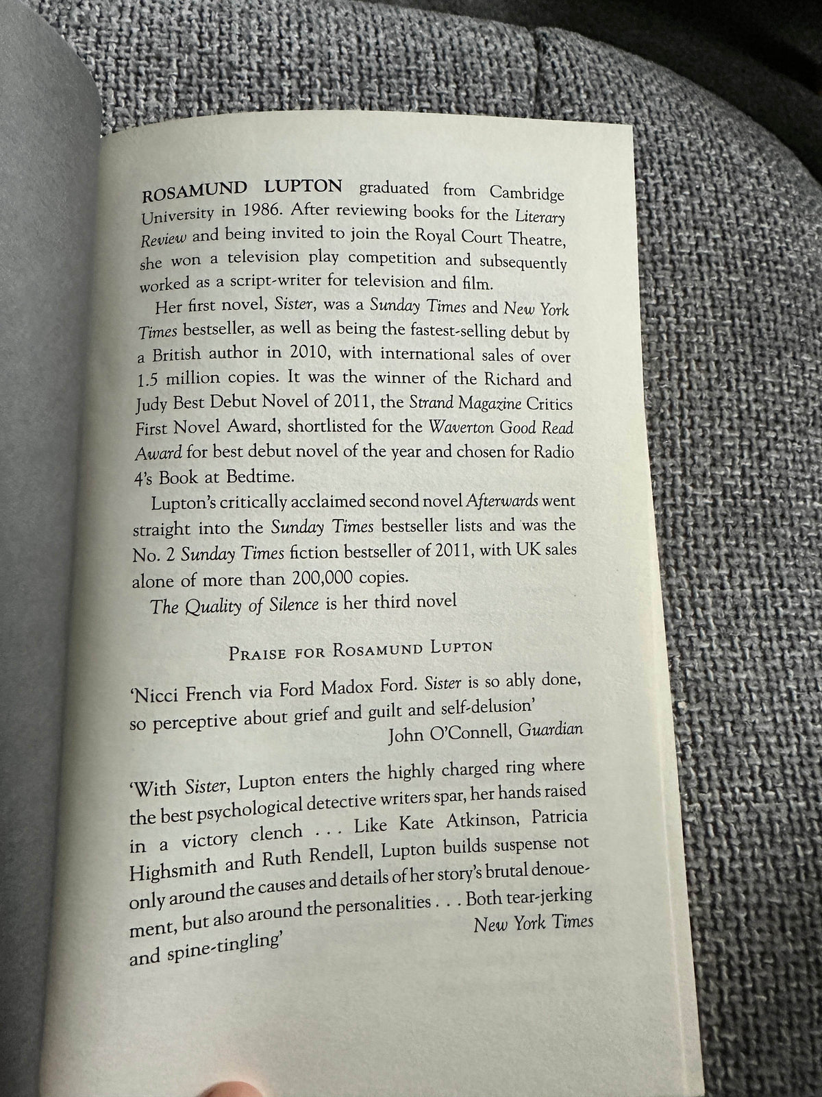 2015*Signed 1st* The Quality Of Silence - Rosamund Upton(Little Brown Publisher) - Honeyburn Books (UK)