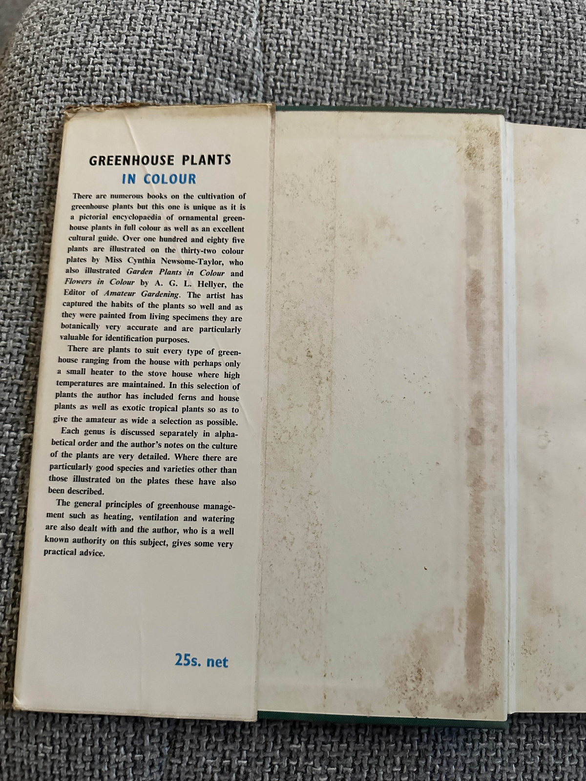 1962*1st* Greenhouse Plants In Colour - J. S. Dakers (W.H. & L. Collingridge Ltd) - Honeyburn Books (UK)