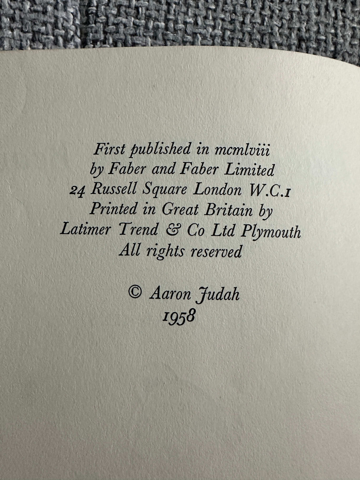 1958*1st* Tales Of Teddy Bear - Aaron Judah (Sheila Hawkins Illust) Faber & Faber