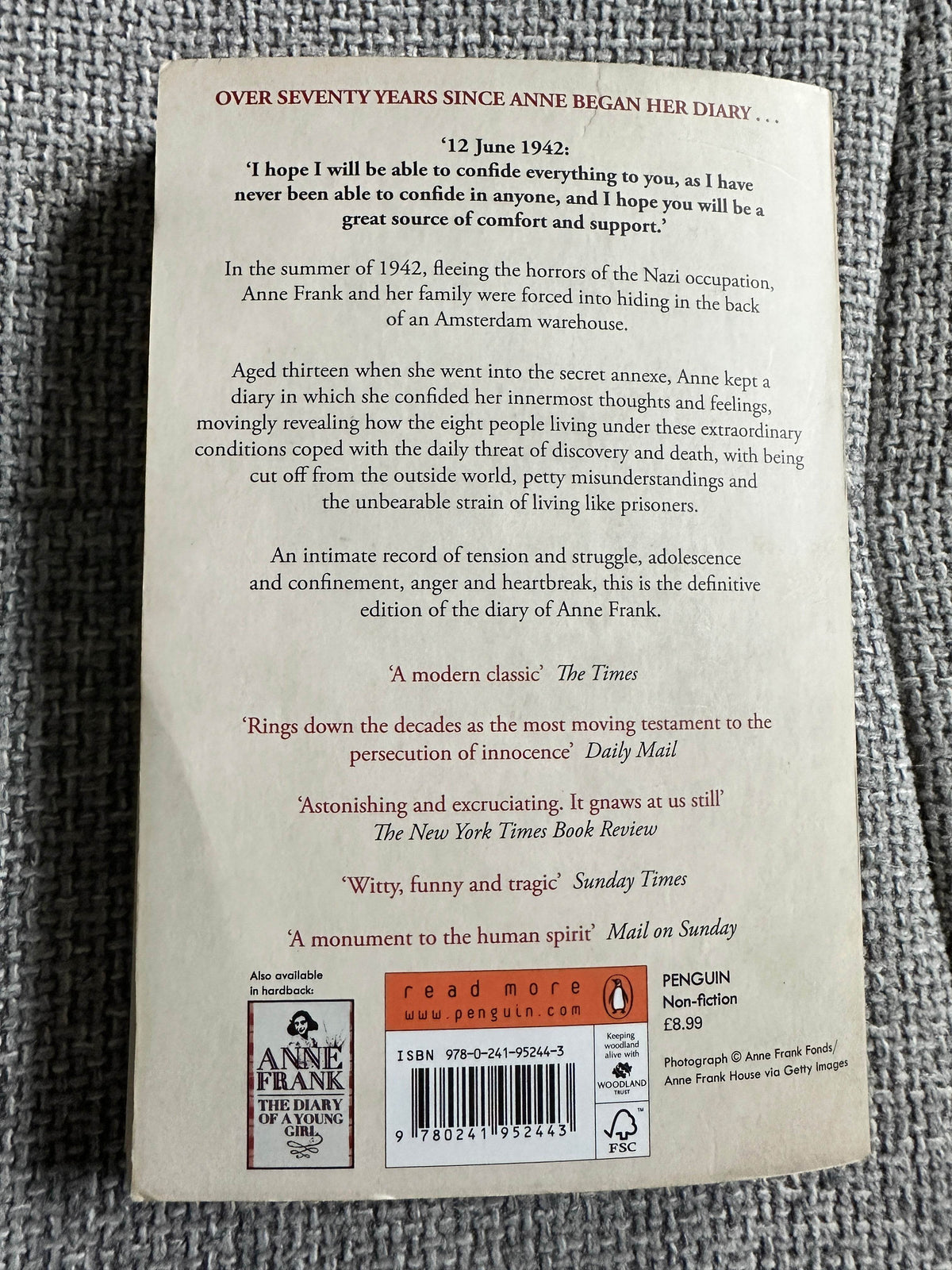 2012 Anne Frank: The Diary Of A Young Girl - Otto H. Frank & Mirjam Pressler - Honeyburn Books (UK)