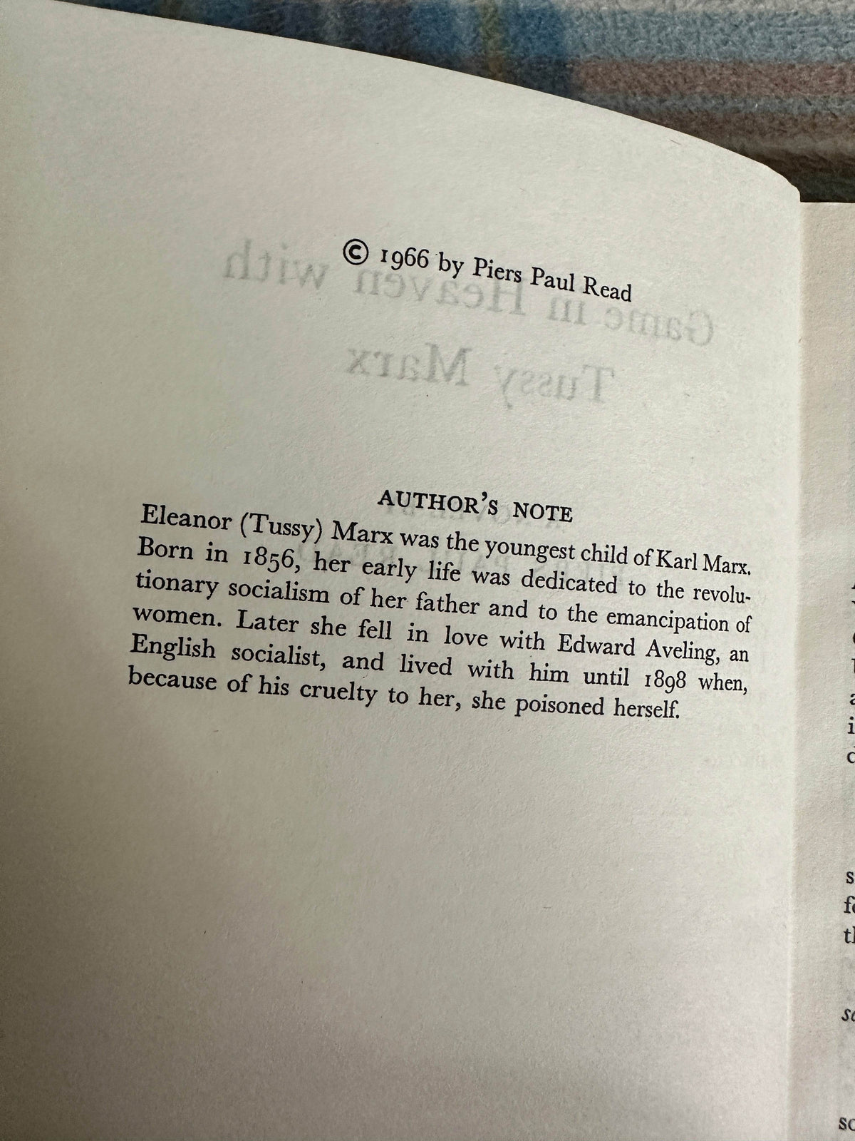 1966*1st* Game In Heaven With Tussy Marx - Piers Paul Read(Weidenfeld and Nicolson) - Honeyburn Books (UK)