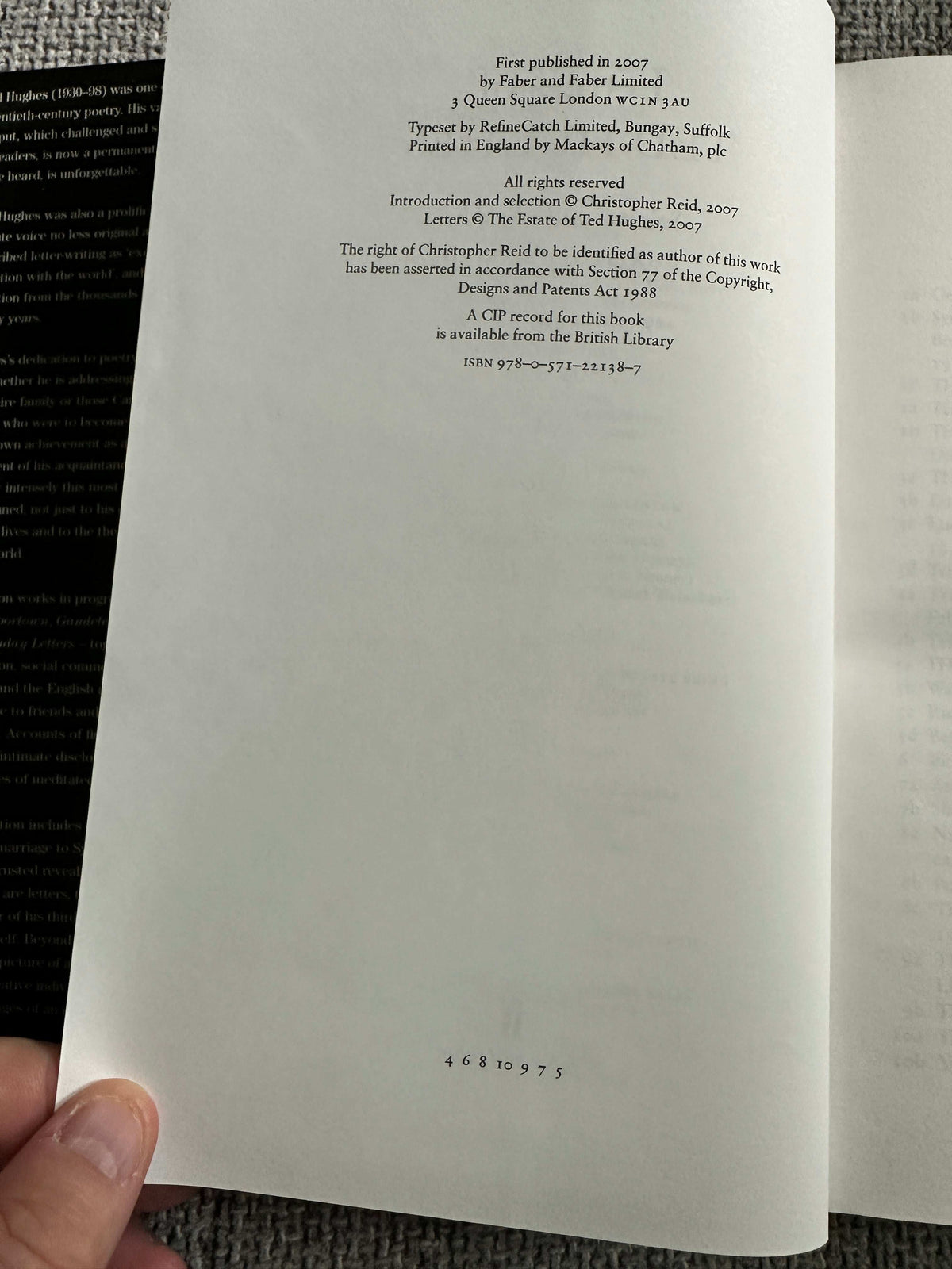 2007 Letters Of Ted Hughes - Christopher Reid (Faber & Faber)