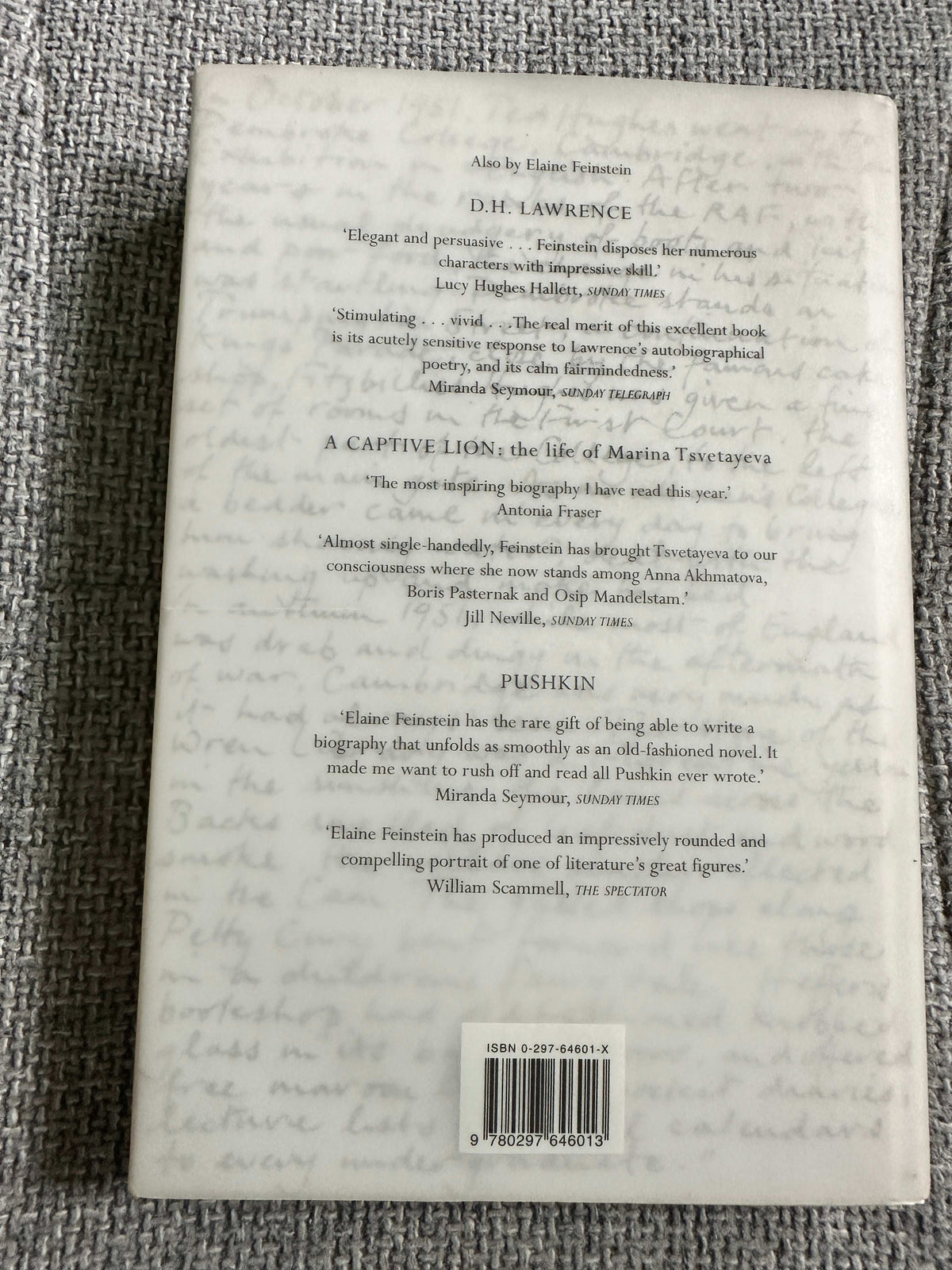2001 Ted Hughes: The Life Of A Poet - Elaine Feinstein (Weidenfeld & Nicolson)