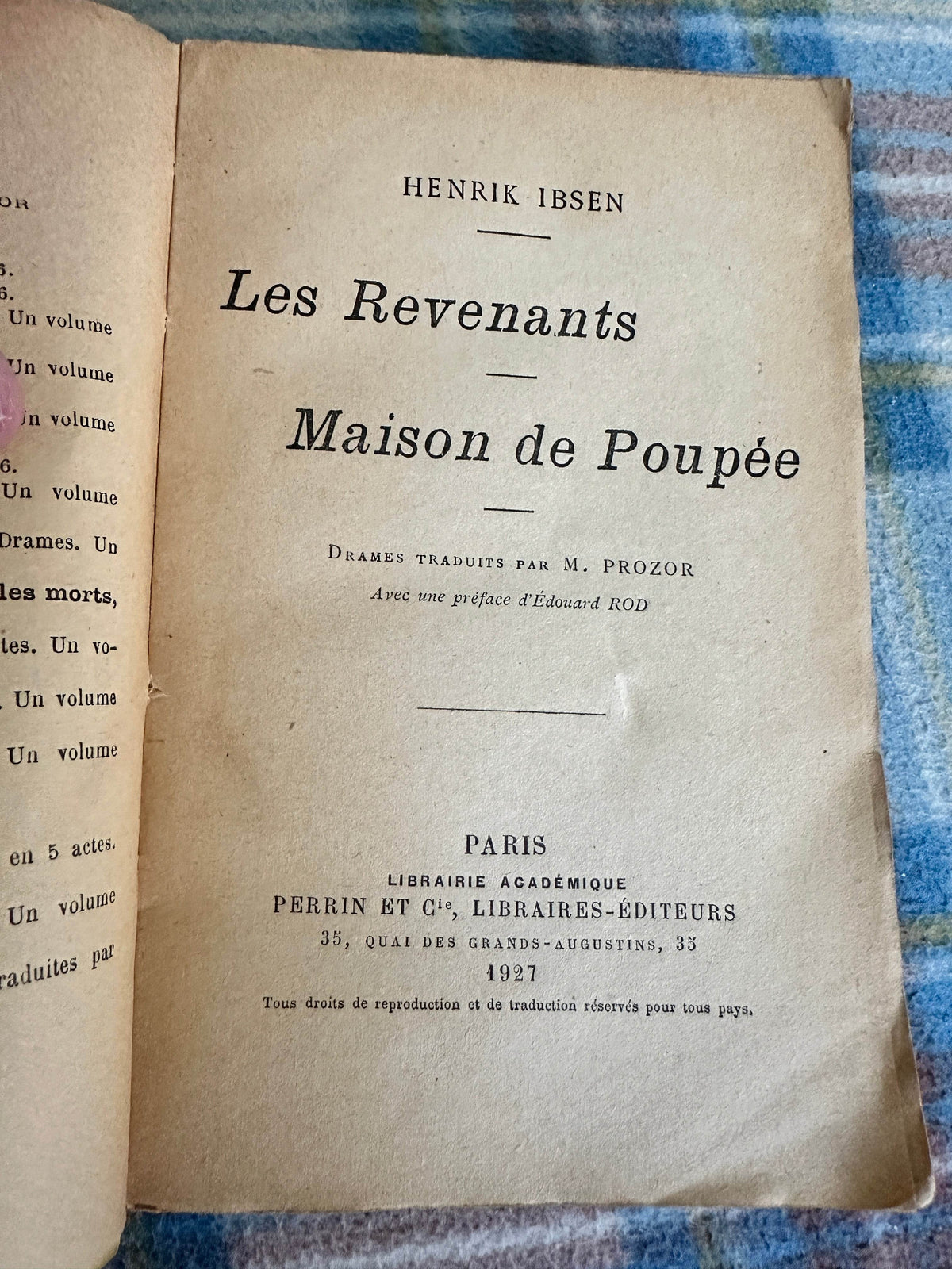 1927 Les Revenants / Maison de Poupée - Henrik Ibsen(Perrin & Co) - Honeyburn Books (UK)