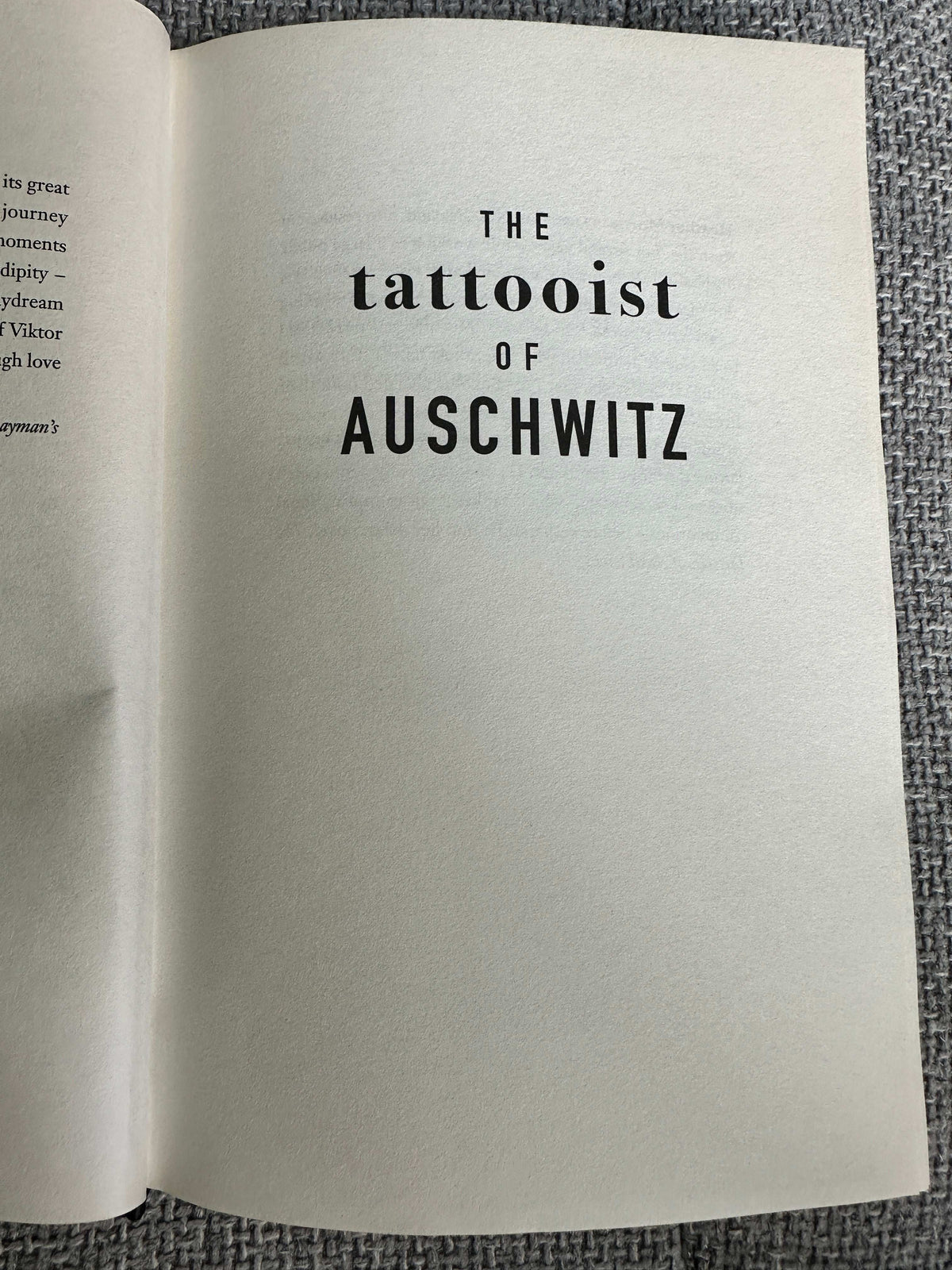 2018 The Tattooist Of Auschwitz - Heather Morris (Zaffre)