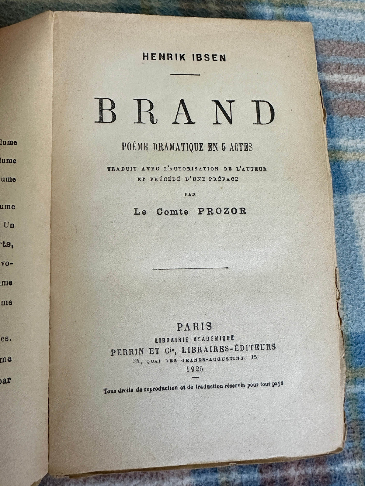 1926 Brand - Henrik Ibsen(Perrin & Co) - Honeyburn Books (UK)