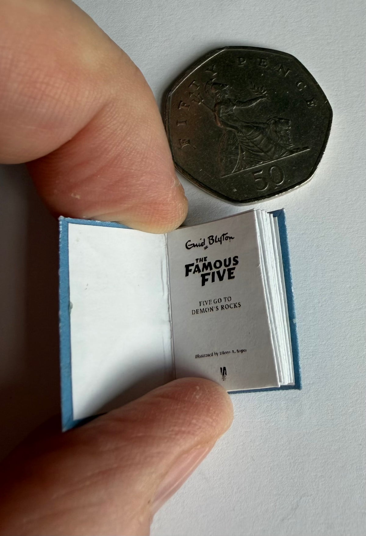 Five Go To Demon Rocks 1:12 scale 2x3 miniature detachable dust jacket opening book