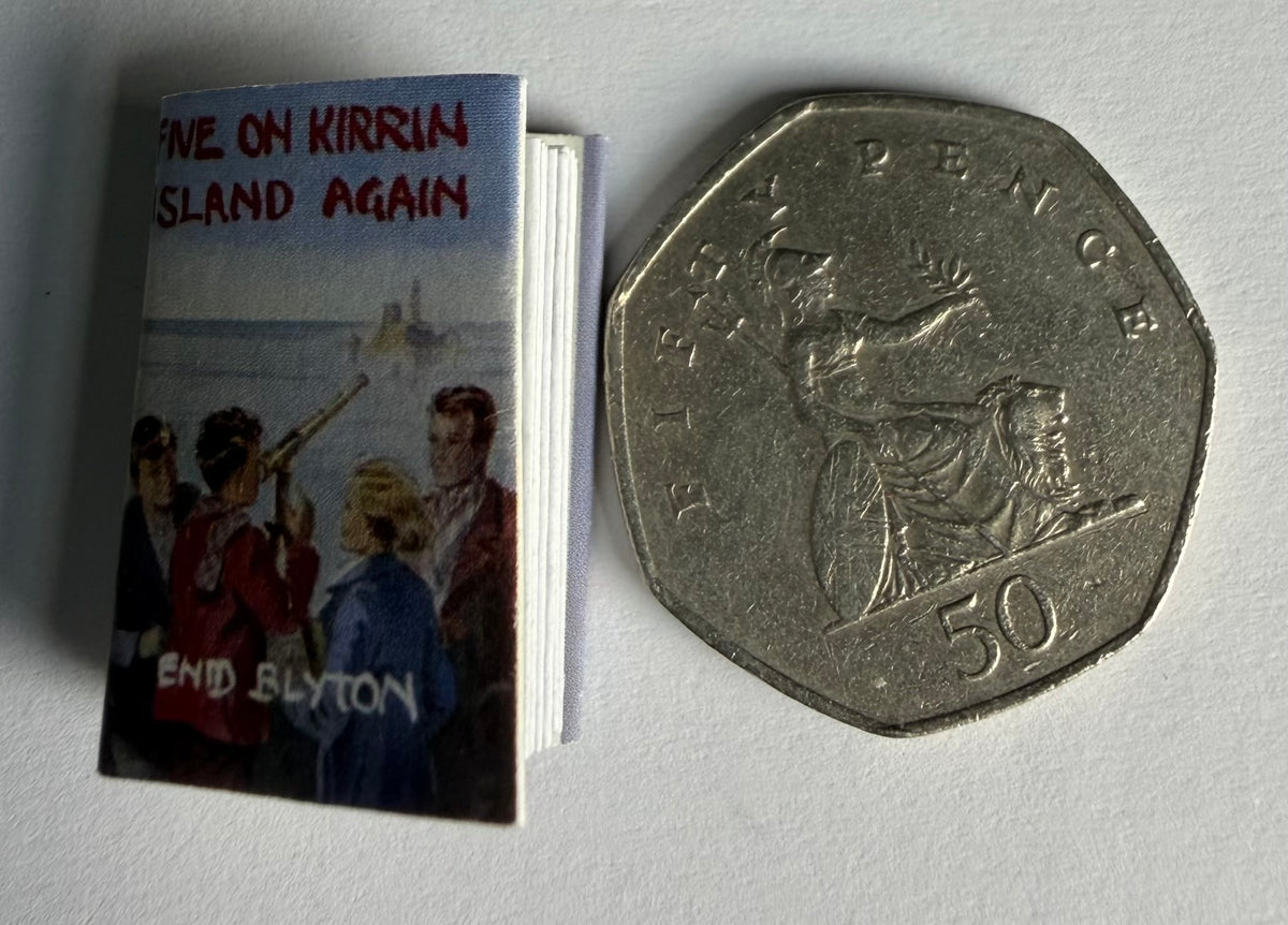 Five On Kirrin Island Again 1:12 2x3mm miniature fully opening detachable dust jacket