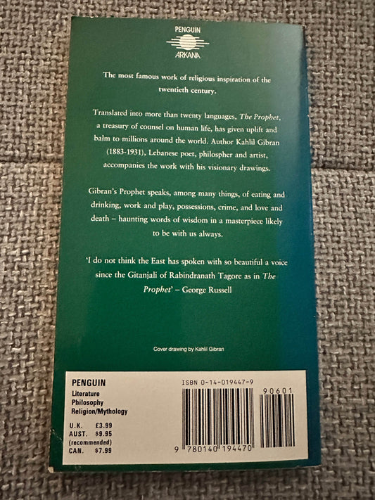 1992 The Prophet - Kahlil Gibran(Penguin Arkana) - Honeyburn Books (UK)