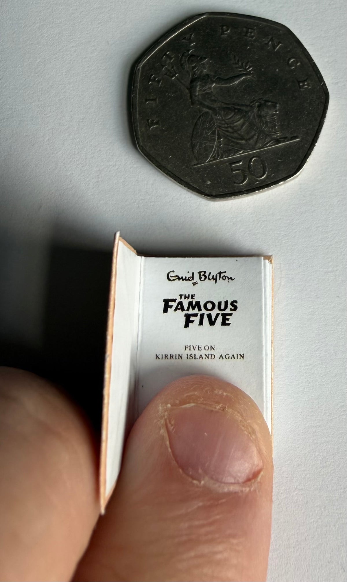 Five On Kirrin Island Again 1:12 2x3mm miniature fully opening detachable dust jacket