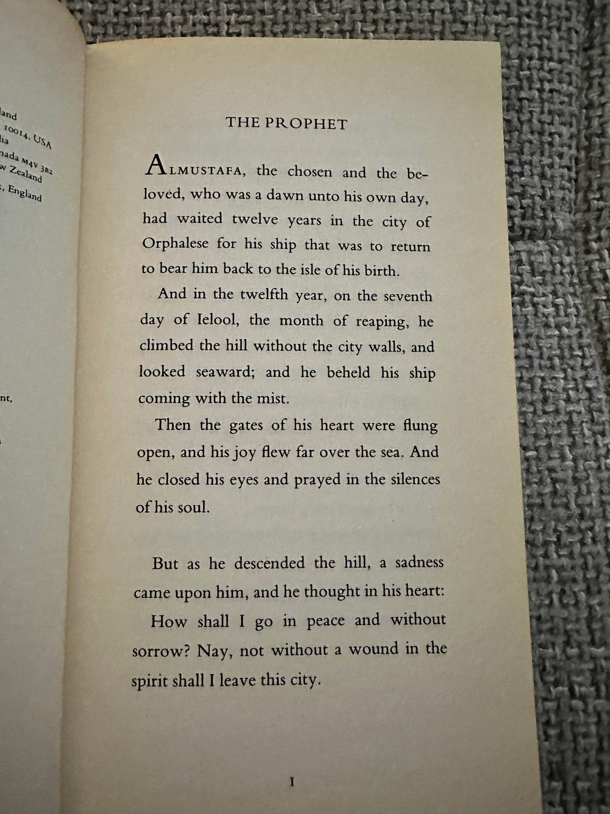 1992 The Prophet - Kahlil Gibran(Penguin Arkana) - Honeyburn Books (UK)