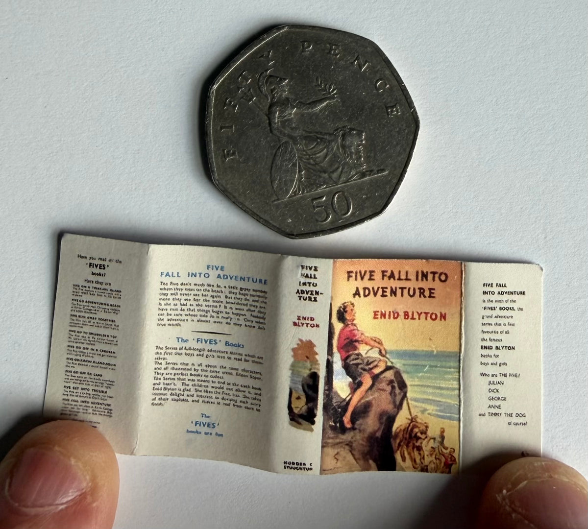 Five Fall Into Adventure 1:12 scale 2x3mm Opening Books. Very cute
