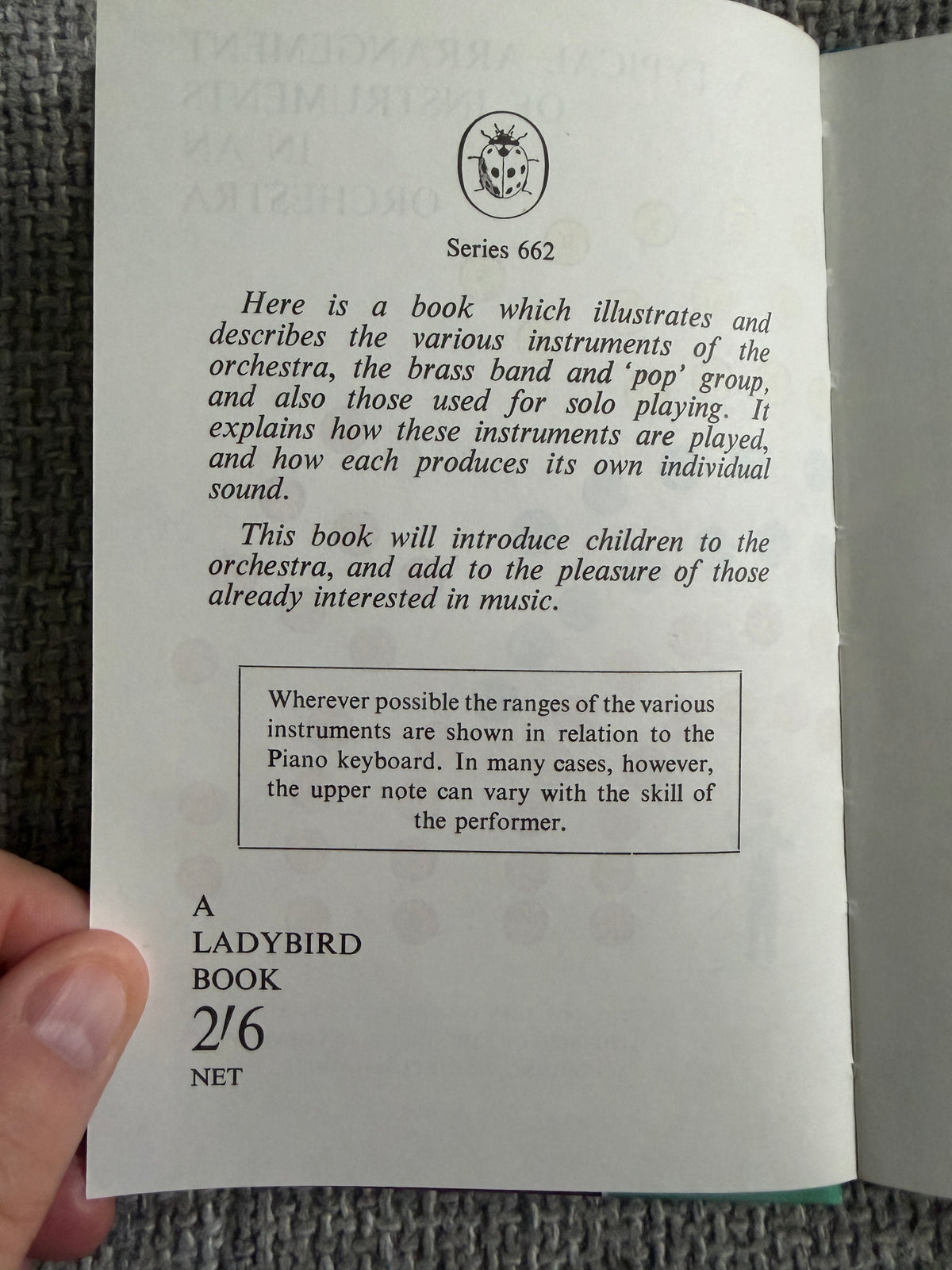 1966 Musical Instruments (Ladybird Series 662) Ann Rees (Robert Ayton illust) Wills & Hepworth