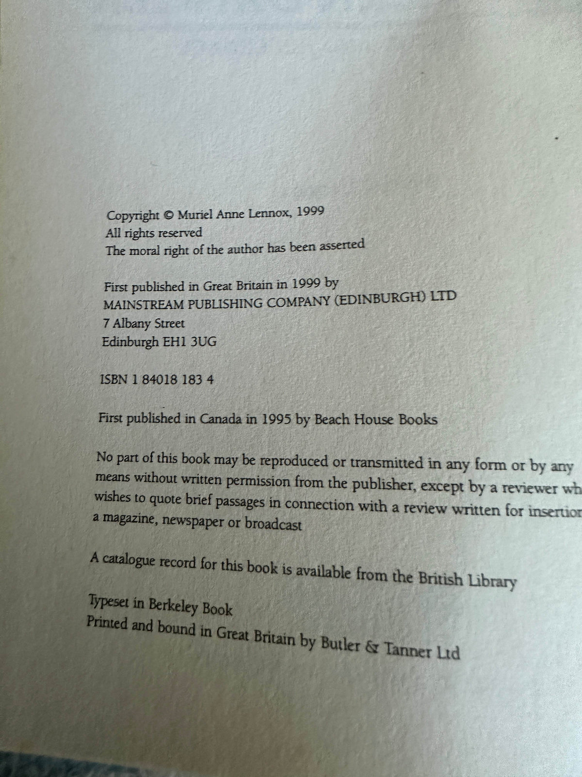 1999*1st* Northern Dancer - Muriel Lennox(Mainstream Publishing) - Honeyburn Books (UK)