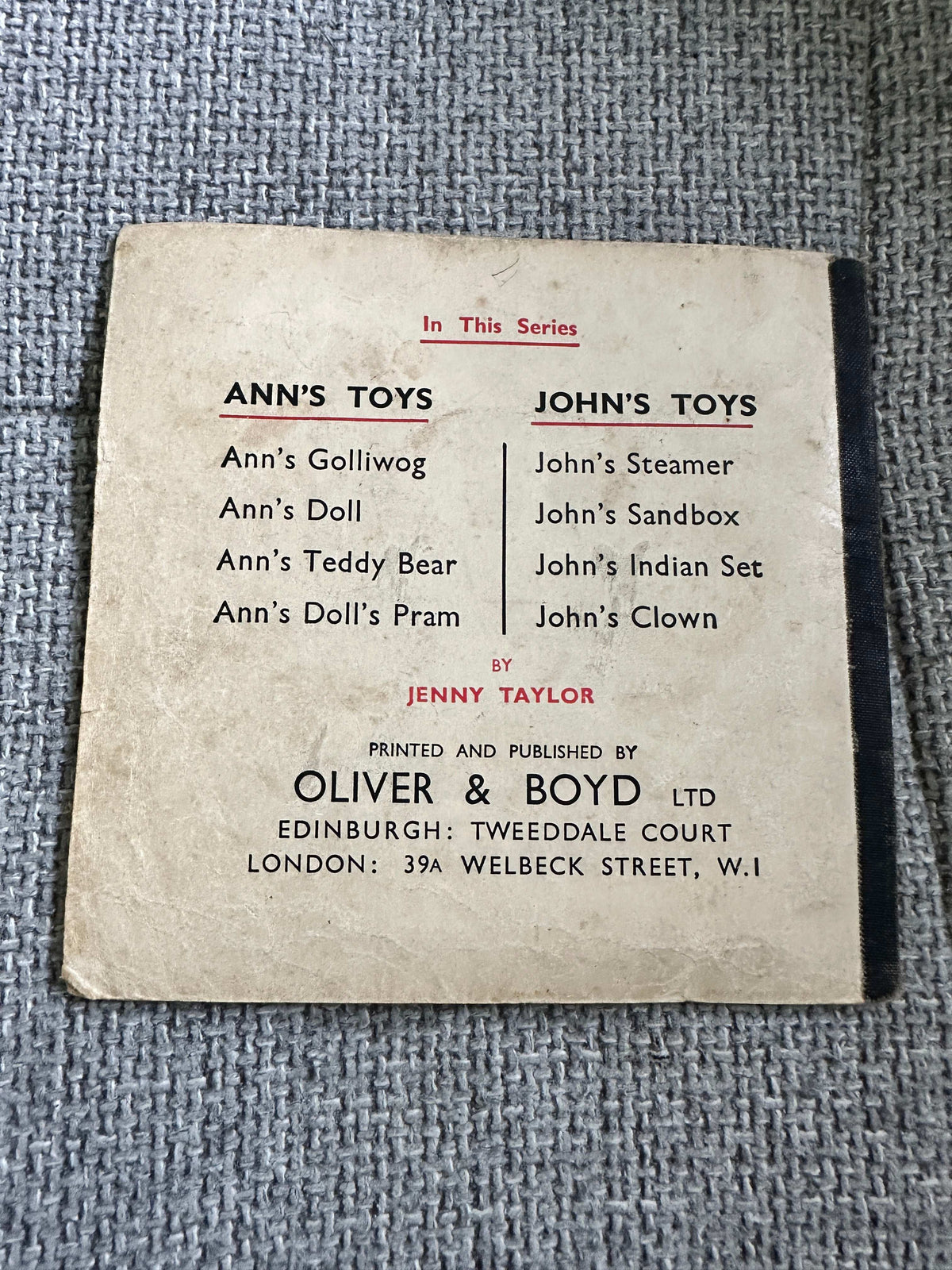 1950’s John’s Steamer (John’s Toys Series) Jenny Taylor (Oliver & Boyd)