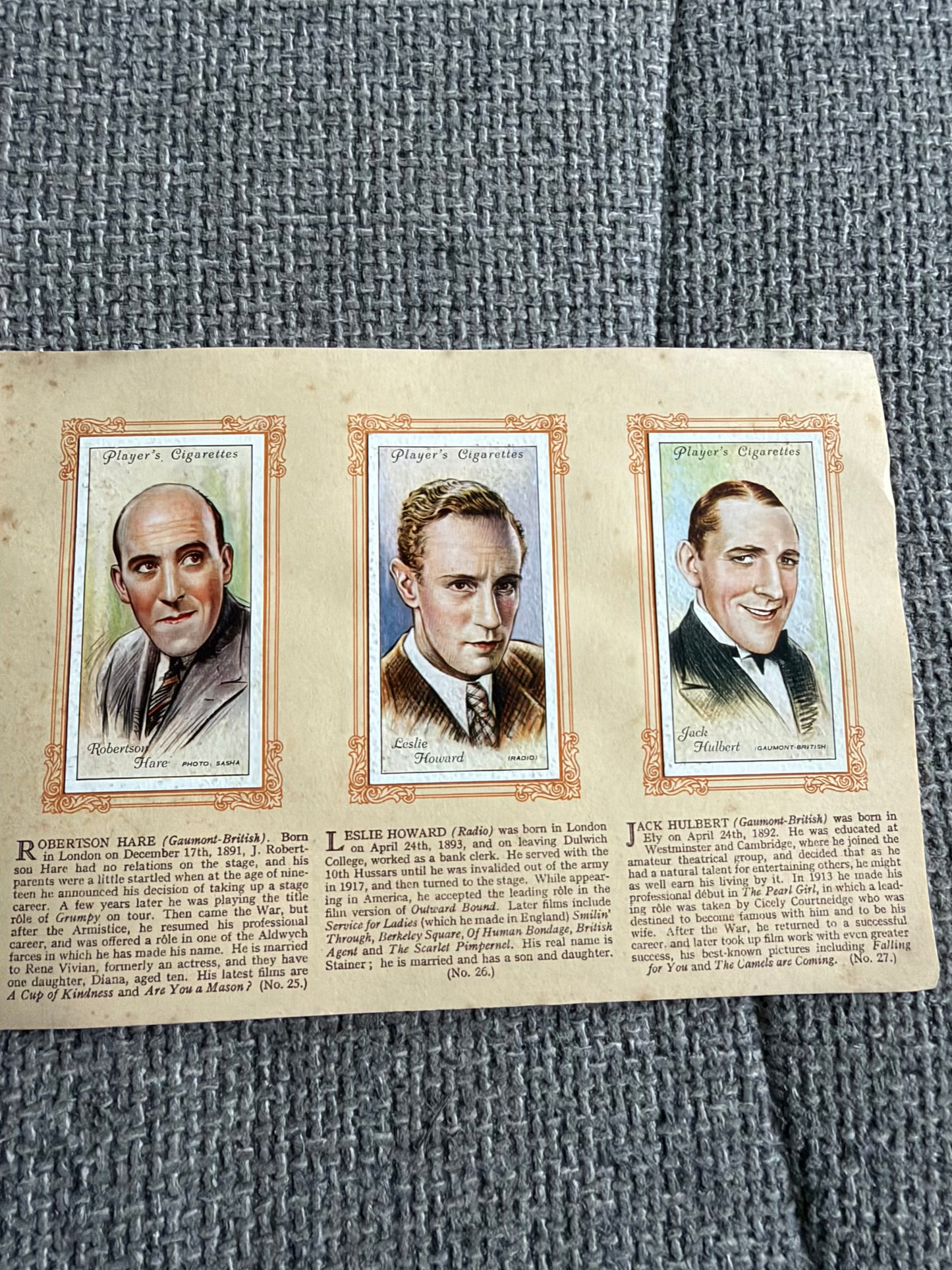 An Album of Film Stars — Second Series — John Player & Sons — Complete 50 Cards — 1934 — Excellent