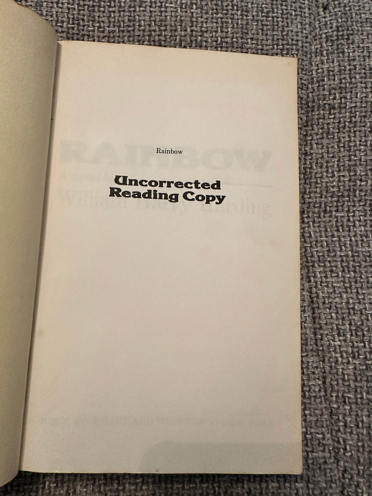 1979*Uncorrected Proof Reading Copy 1st* Rainbow - William Harry Harding(Holt, Rinehart & Winston) - Honeyburn Books (UK)