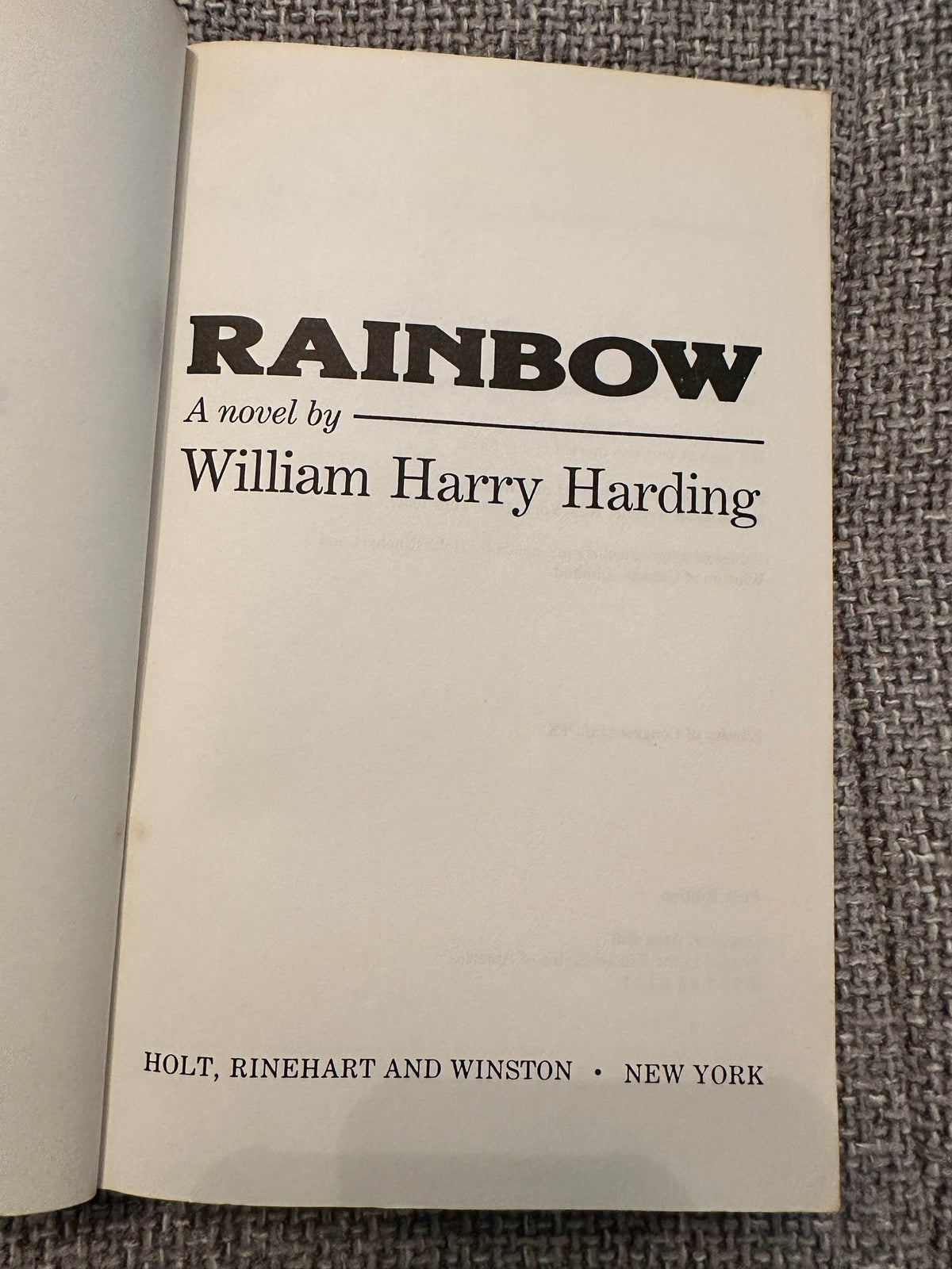 1979*Uncorrected Proof Reading Copy 1st* Rainbow - William Harry Harding(Holt, Rinehart & Winston) - Honeyburn Books (UK)
