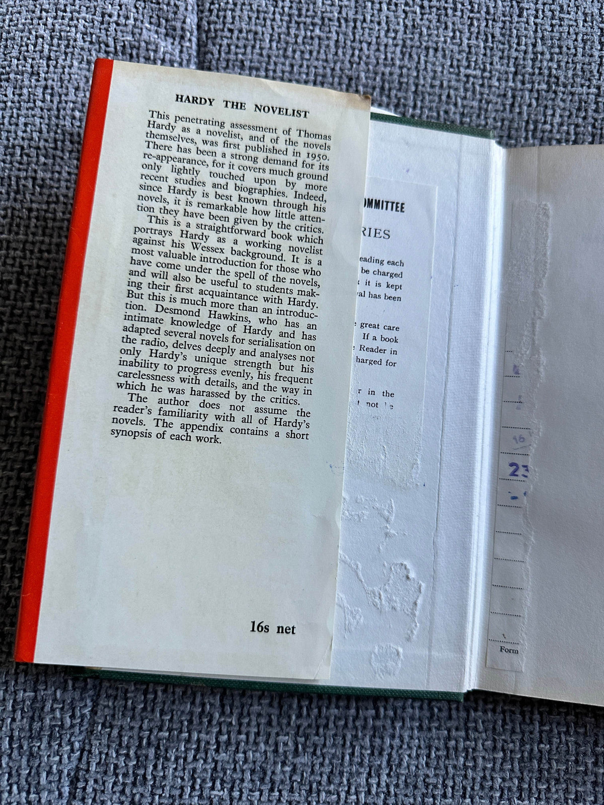 1965 Hardy The Novelist - Desmond Hawkins(David & Charles) - Honeyburn Books (UK)