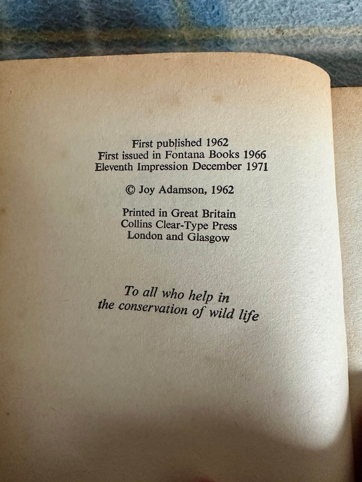 1971 Forever Free(Elsa’s Cubs) Joy Adamson(Fontana) - Honeyburn Books (UK)