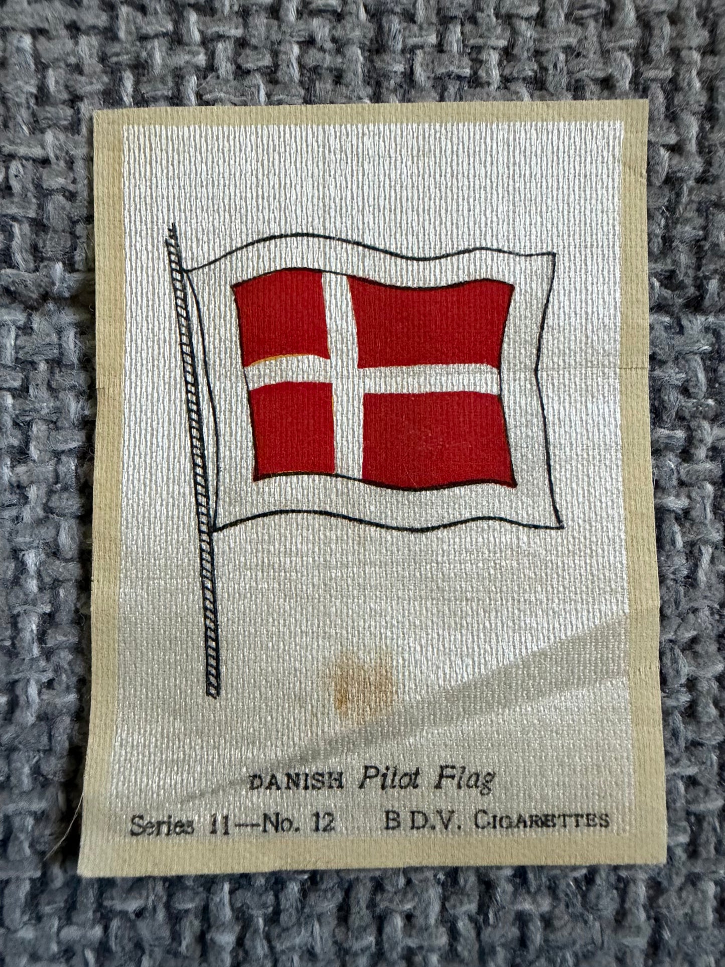 B.D.V. Silk Flag — Danish Pilot Flag — Series 11 No.12 — Vintage Cigarette Card