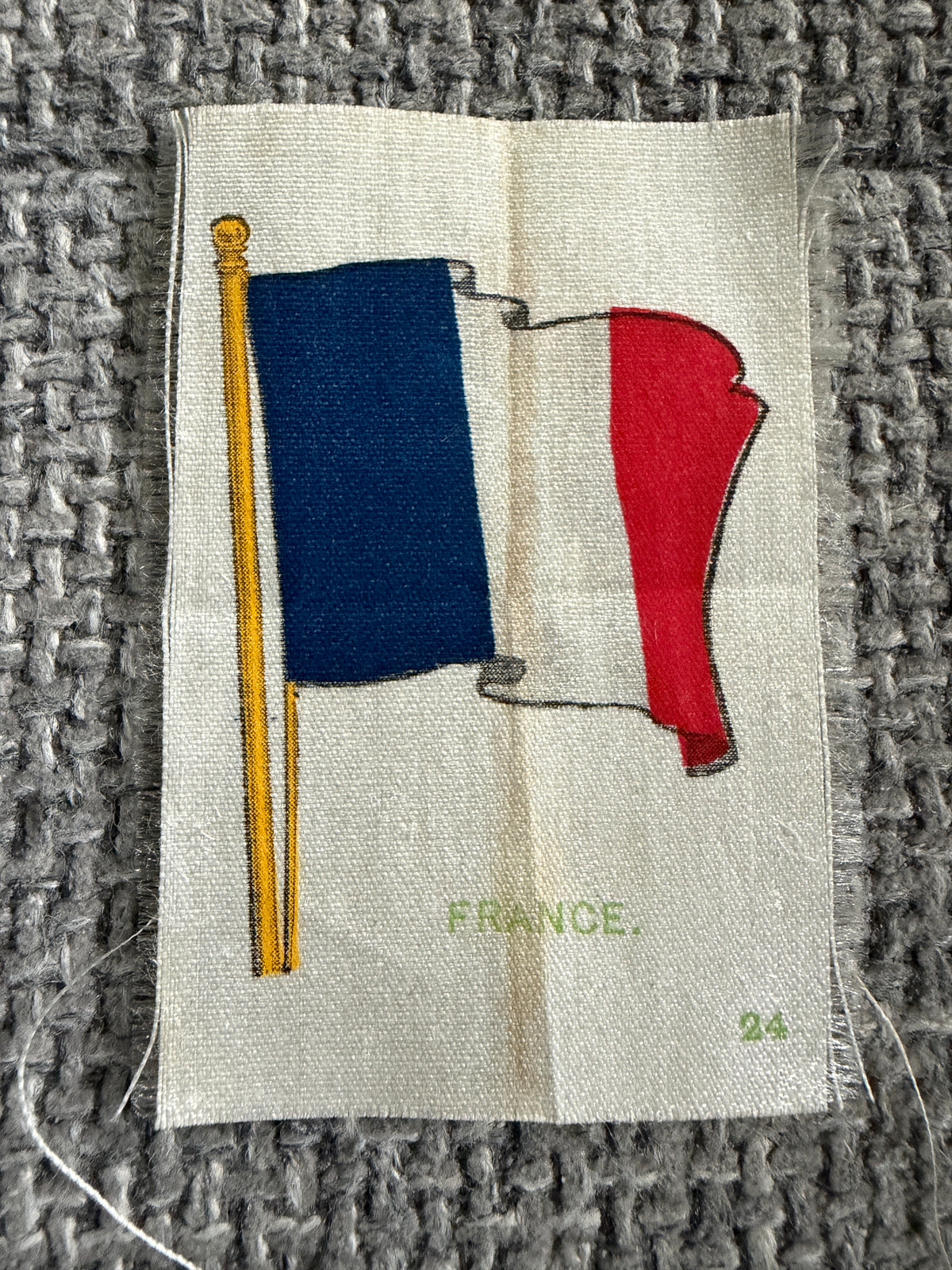 Vintage Silk Cigarette Card — France French Tricolour Flag | No.24