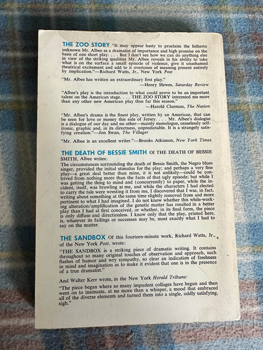 1960 The Zoo Story / The Death Of Bessie Smith / The Sandbox 3 Plays by Edward Albee(Coward-McCann Publisher) New York - Honeyburn Books (UK)