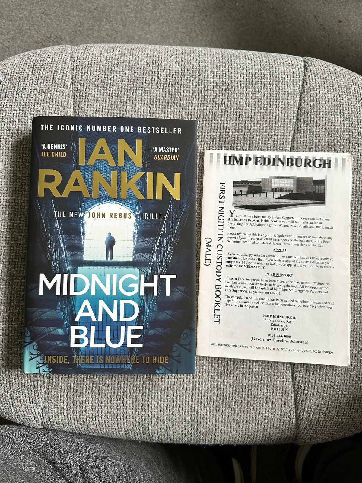 2024*signed 1st* Midnight & Blue - Ian Rankin (Orion)+Bonus H.M.P. Edinburgh Inmate Arrival Booklet