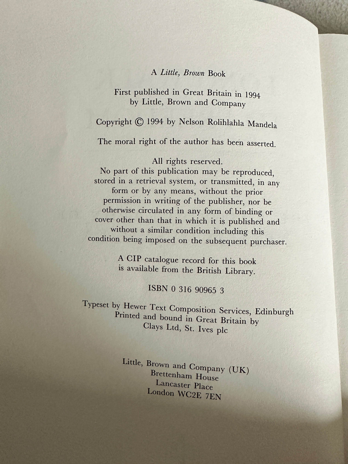 1994*1st* Long Walk To Freedom - Nelson Mandela(Little Brown Published) - Honeyburn Books (UK)