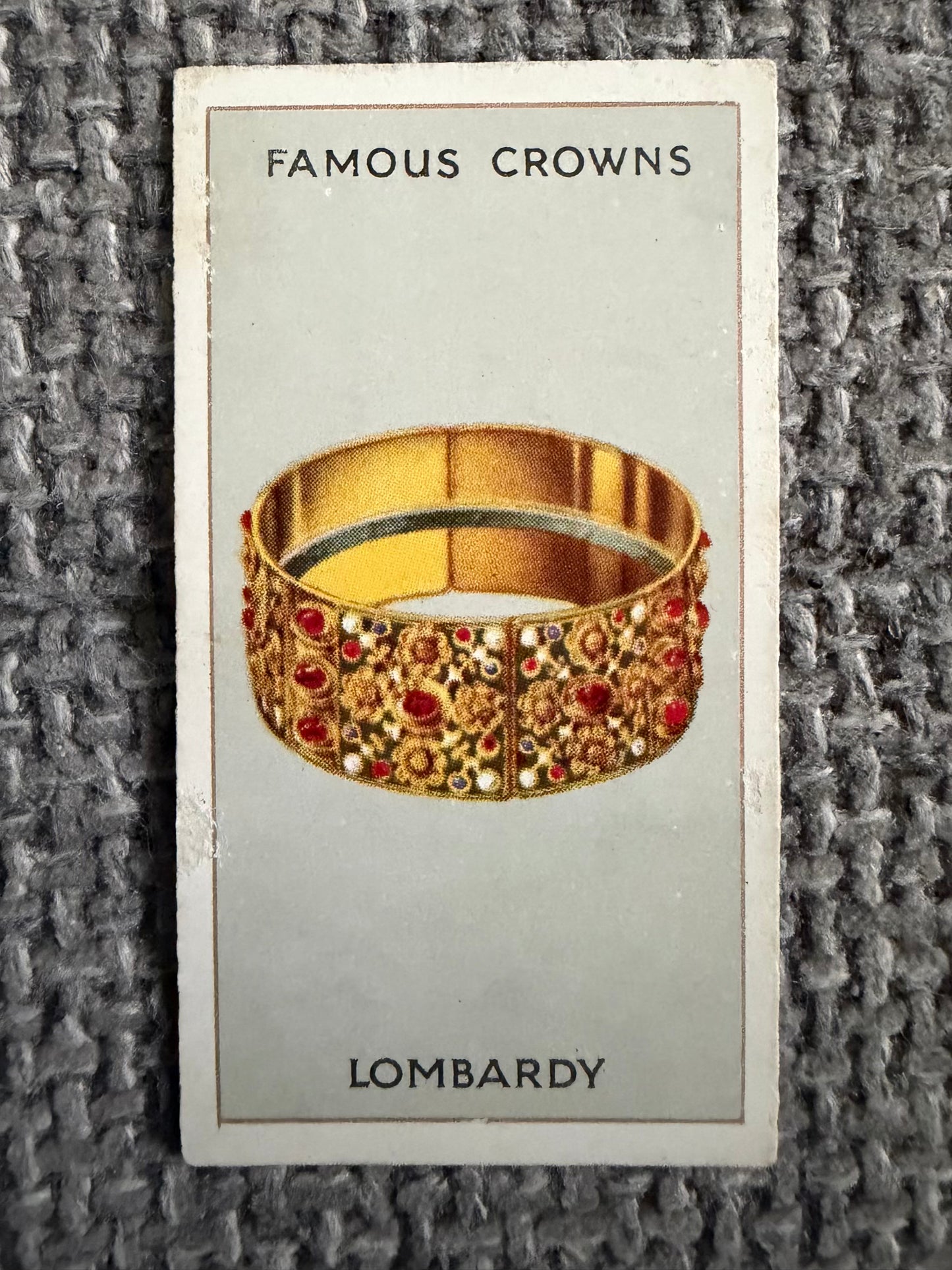 Vintage Cigarette Card — Famous Crowns — Lombardy — Godfrey Phillips No.14