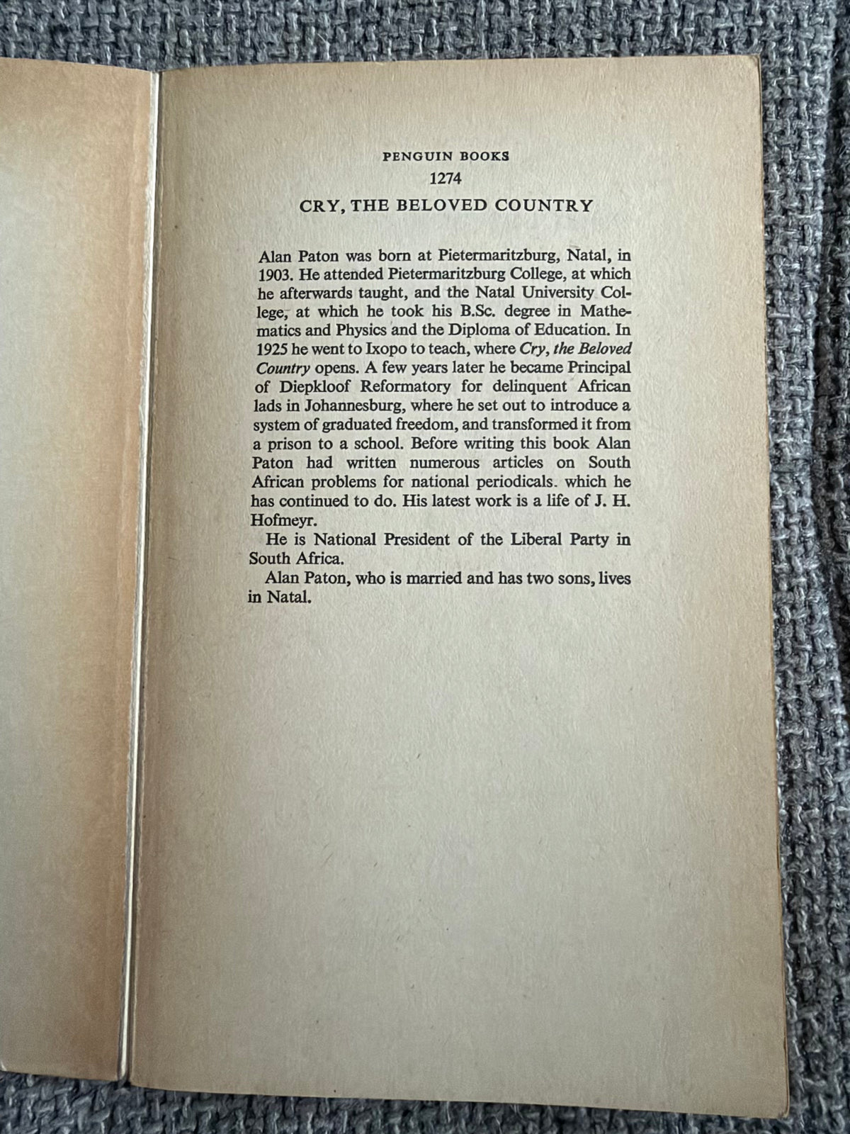1966 Cry The Beloved Country - Alan Paton (Penguin)