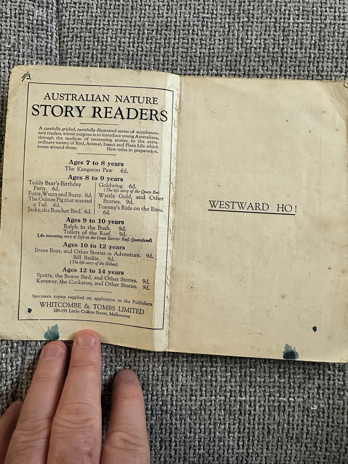 1930’s Westward Ho! - Charles Kingsley(Southern Cross Story Readers)Whitcombe & Tombs Ltd - Honeyburn Books (UK)