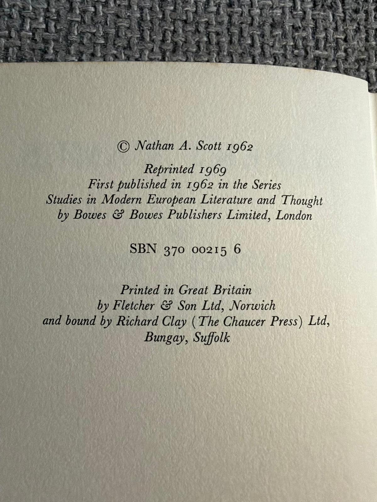 1969*1st* Albert Camus Biography - Nathan A. Scott (Bowes & Bowes Publisher)
