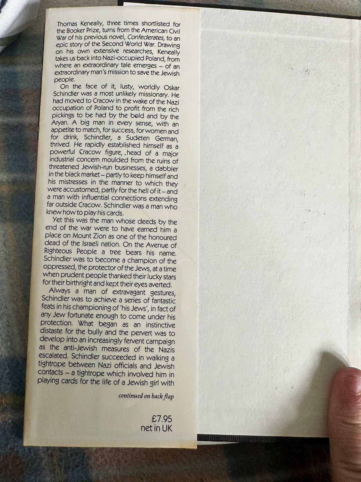 1982*1st* Schindler’s Ark - Thomas Keneally(Hodder & Stoughton)ex-library two stamps - Honeyburn Books (UK)