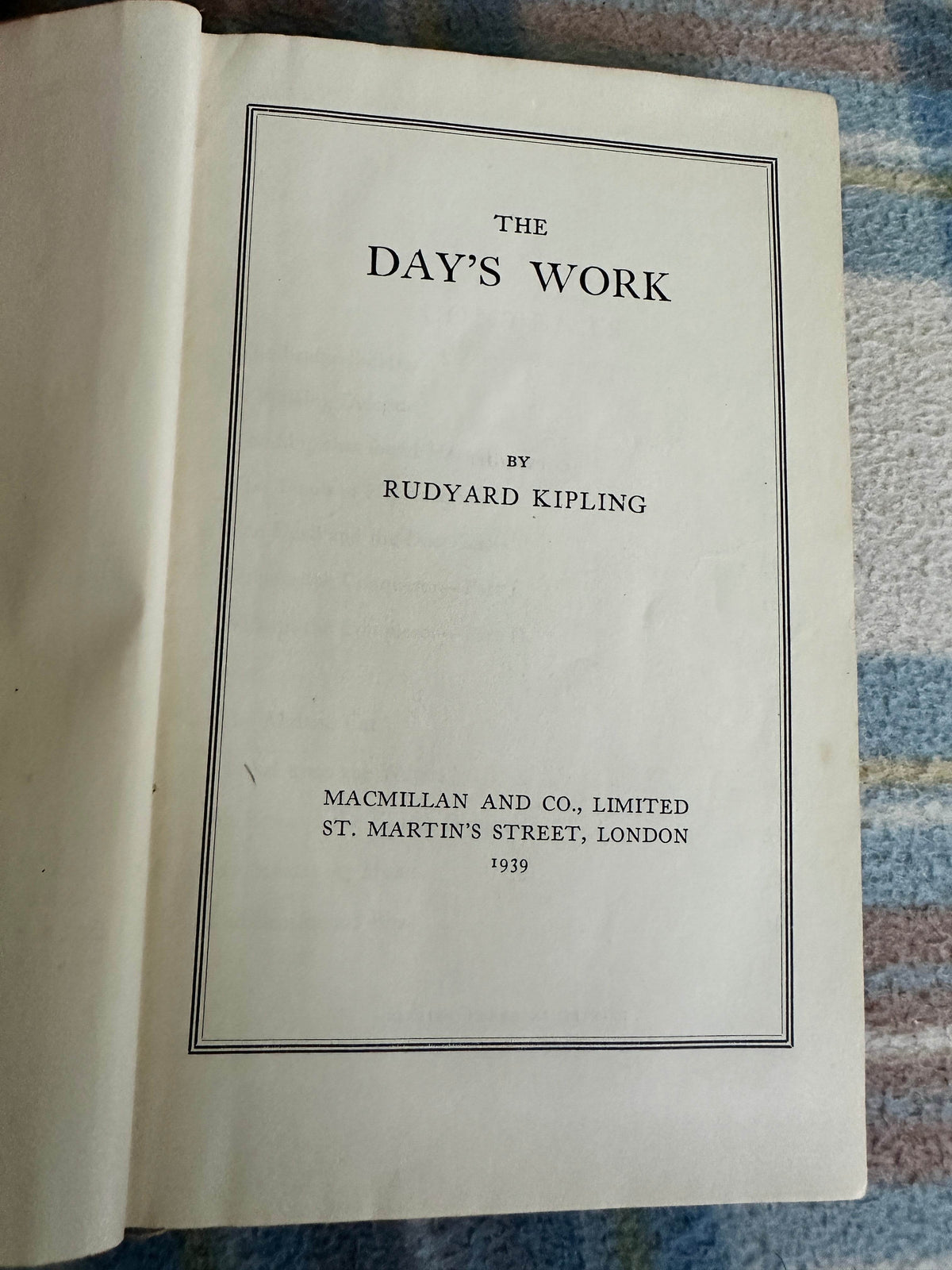 1939 The Day’s Work - Rudyard Kipling(MacMillan) - Honeyburn Books (UK)