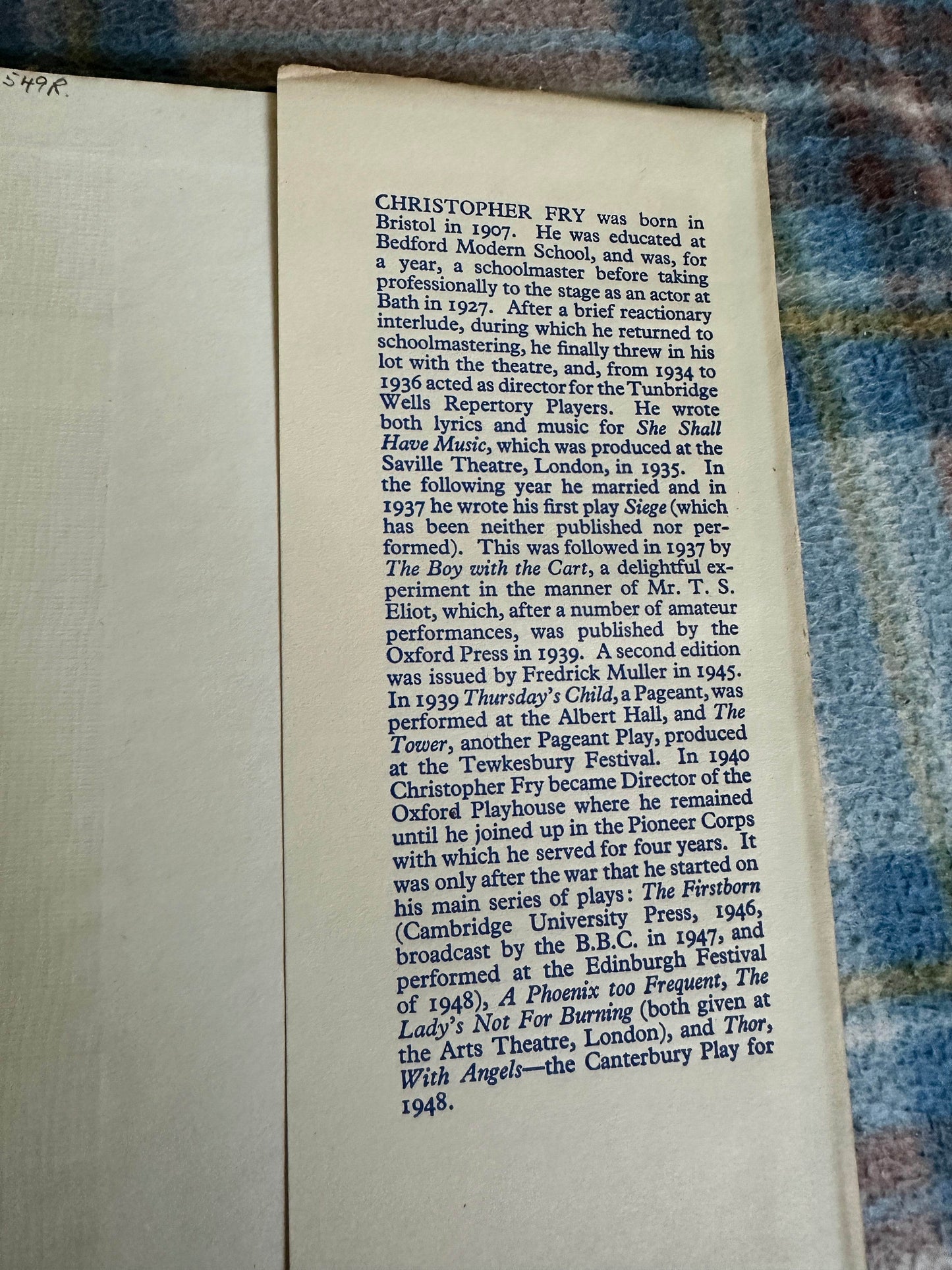 1949 The Lady’s Not For Burning - Christopher Fry(Oxford University Press - Honeyburn Books (UK)
