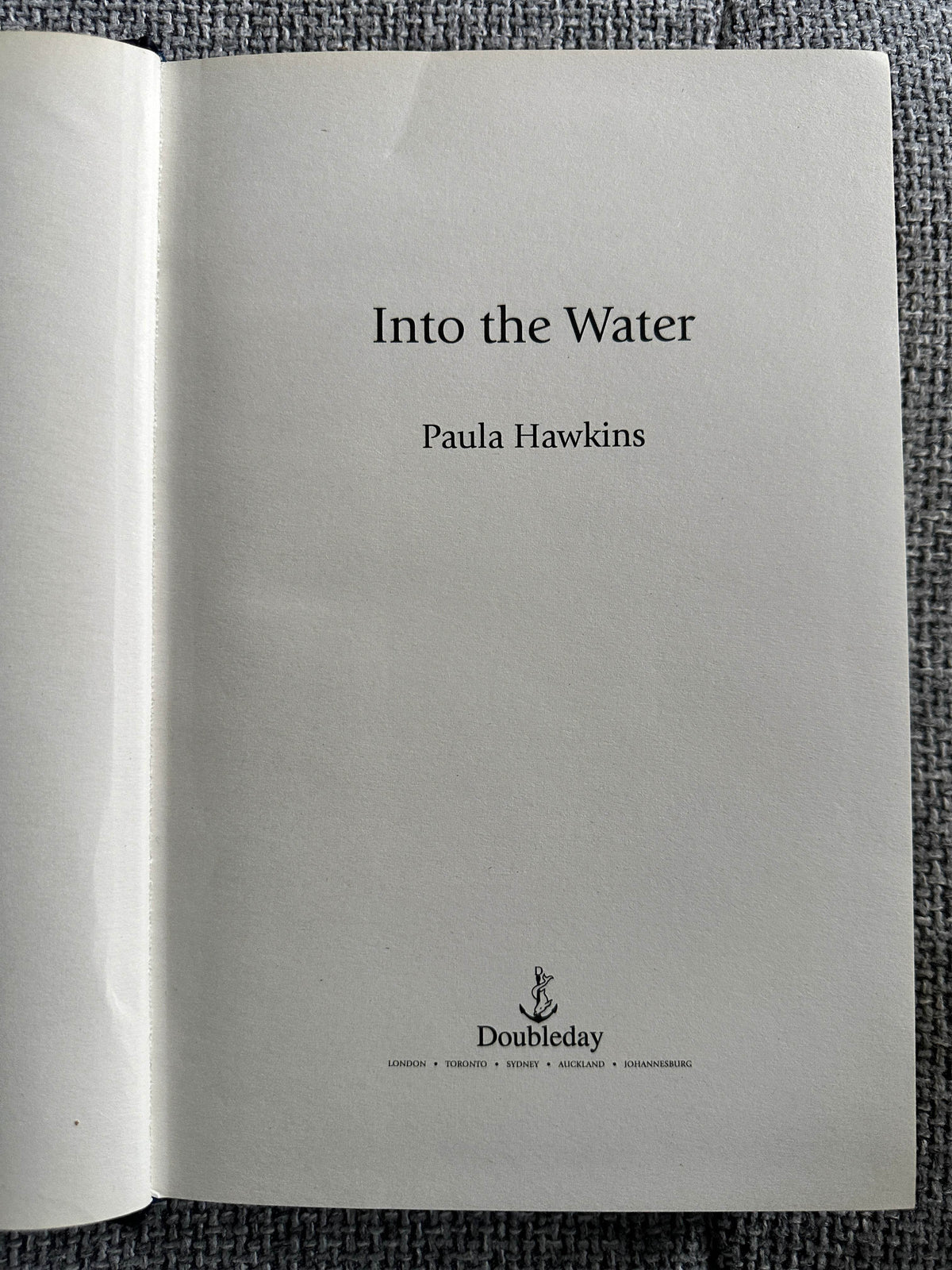 2017*1st* Into The Water - Paula Hawkins(Doubleday) - Honeyburn Books (UK)