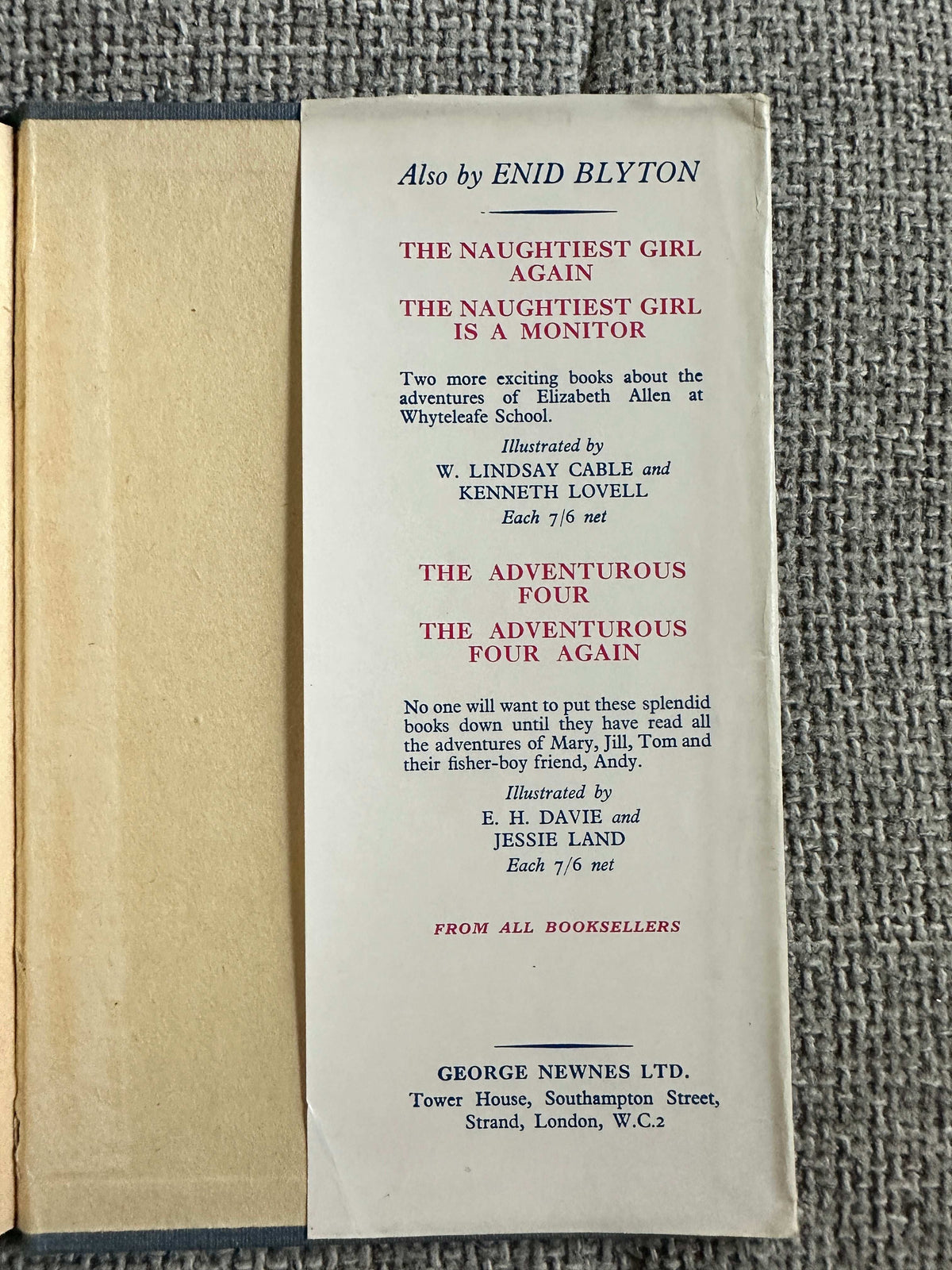 1958 The Naughtiest Girl In The School - Enid Blyton (W. Lindsay Cable Illust) George Newnes Ltd.