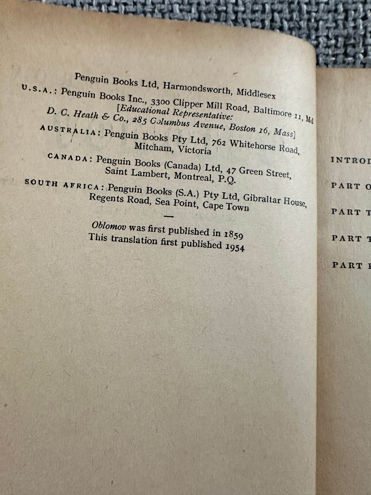 1954*1st* Goncharov Oblomov - David Magarshack(The Penguin Classics) - Honeyburn Books (UK)