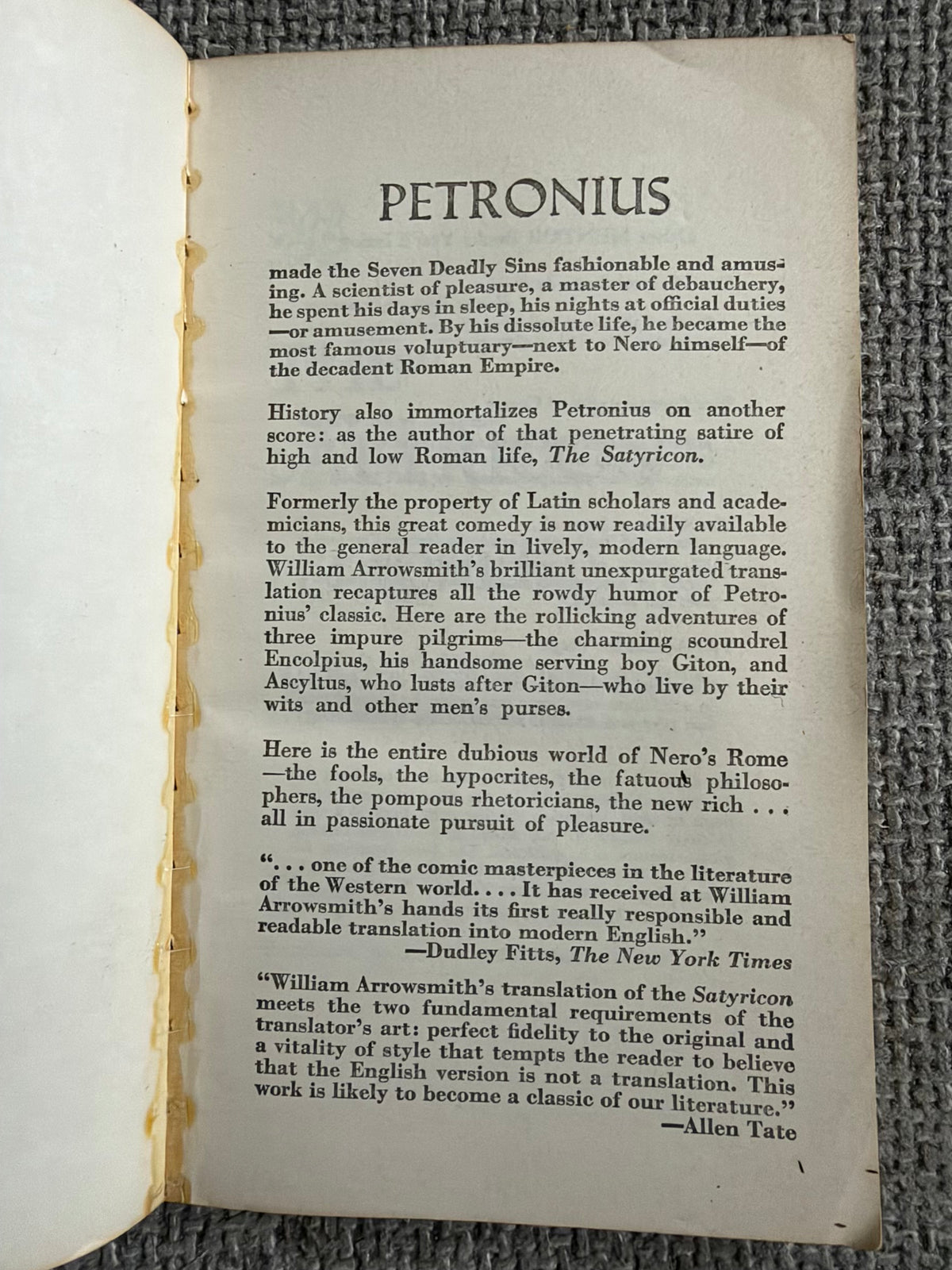 1964 Petronius The Satyricon - William Arrowsmith (Mentor Classic)