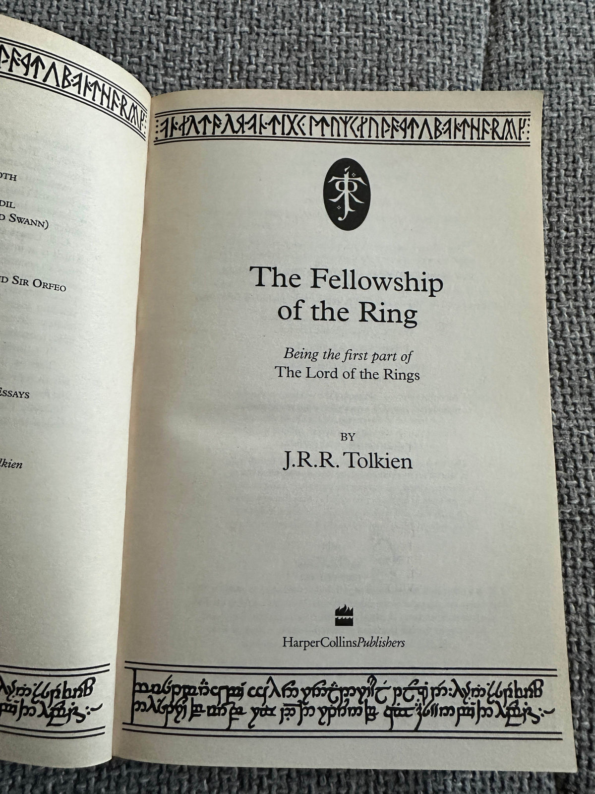 2011 The Fellowship Of The Ring (Lord Of The Rings Part 1) J. R. R. Tolkien(HarperCollins) - Honeyburn Books (UK)