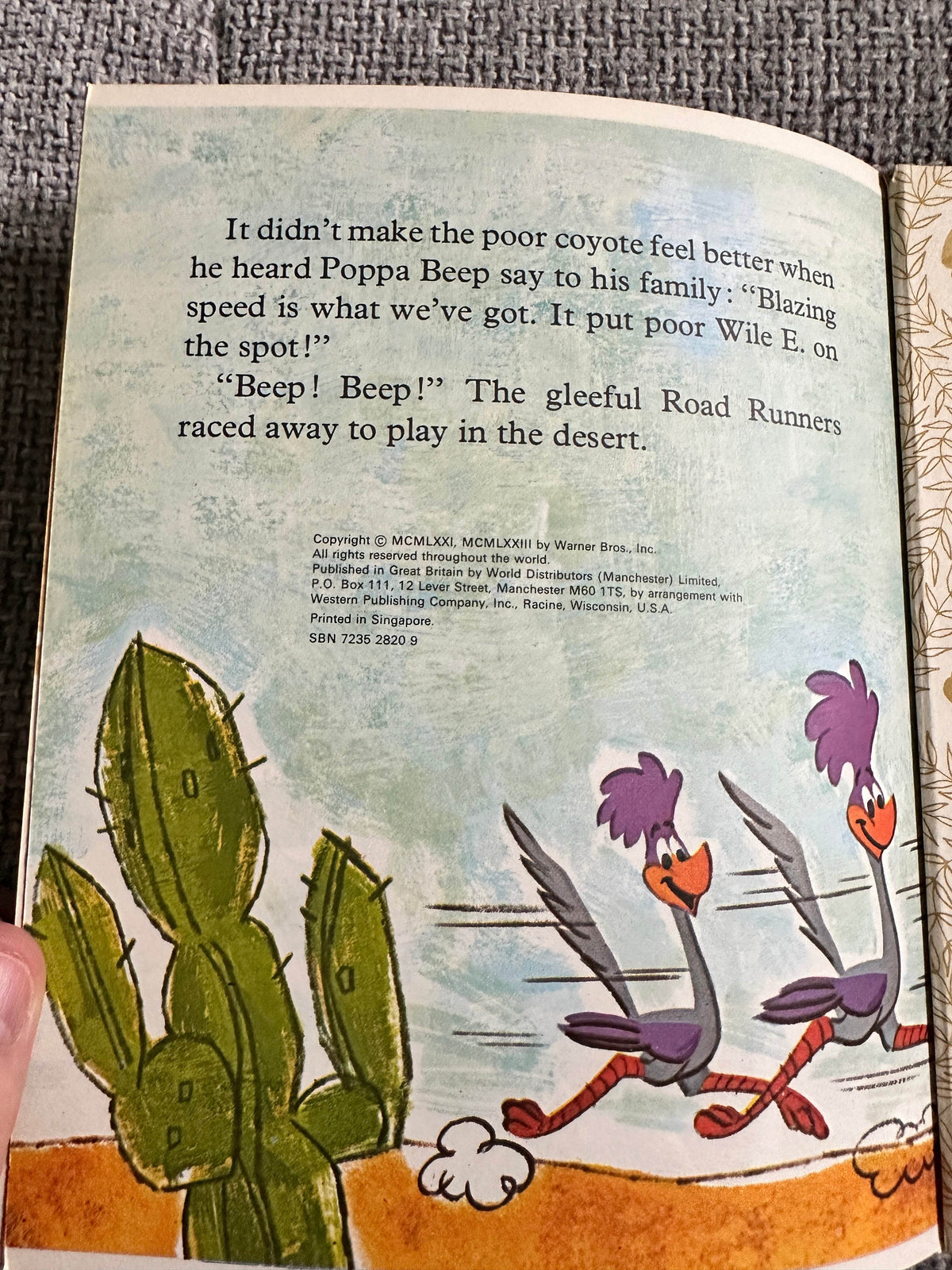 1973 The Road Runner Tumbleweed Trouble - Jack Woolgar(Leon Jason Studio illustrations)World Distributors (Little Golden Book) - Honeyburn Books (UK)