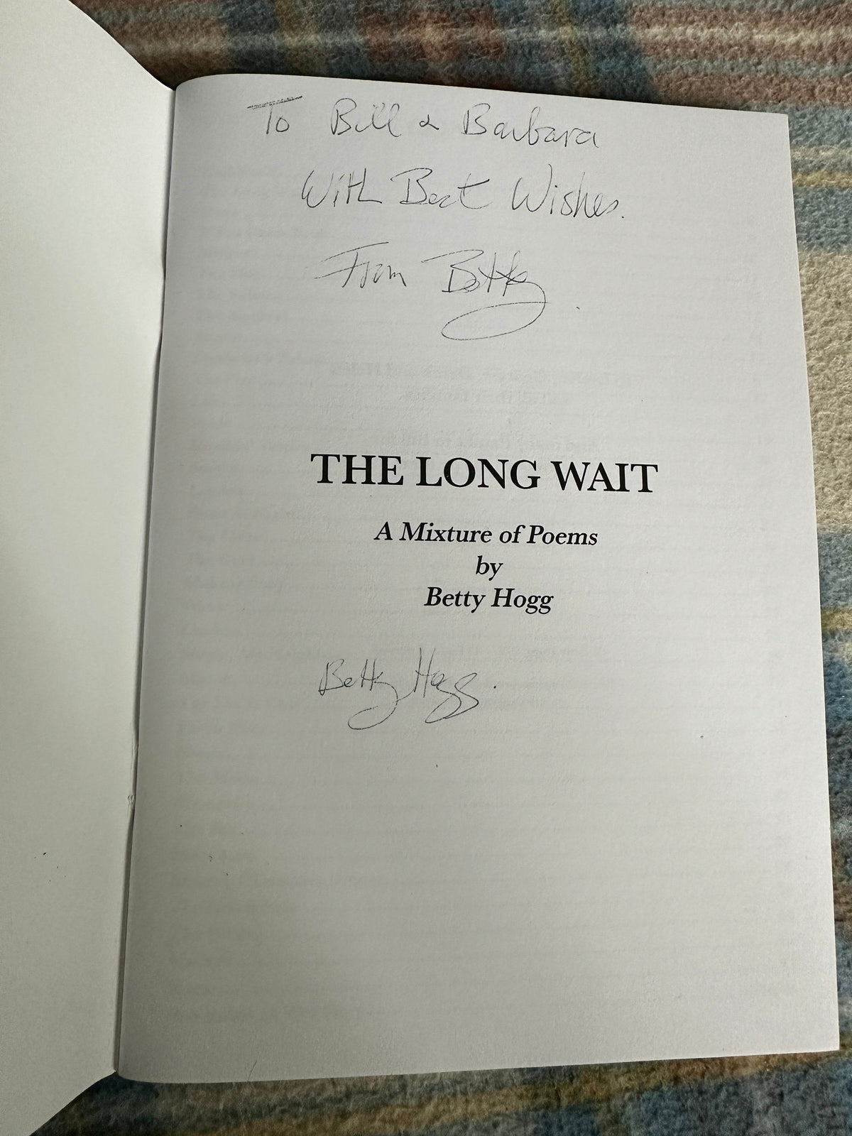 2020*Signed* The Long Wait(Poems) Betty Hogg(Richardson Printer) - Honeyburn Books (UK)