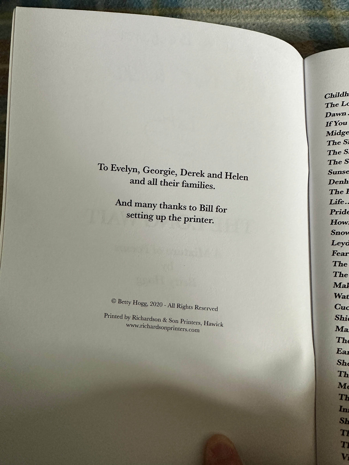 2020*Signed* The Long Wait(Poems) Betty Hogg(Richardson Printer) - Honeyburn Books (UK)